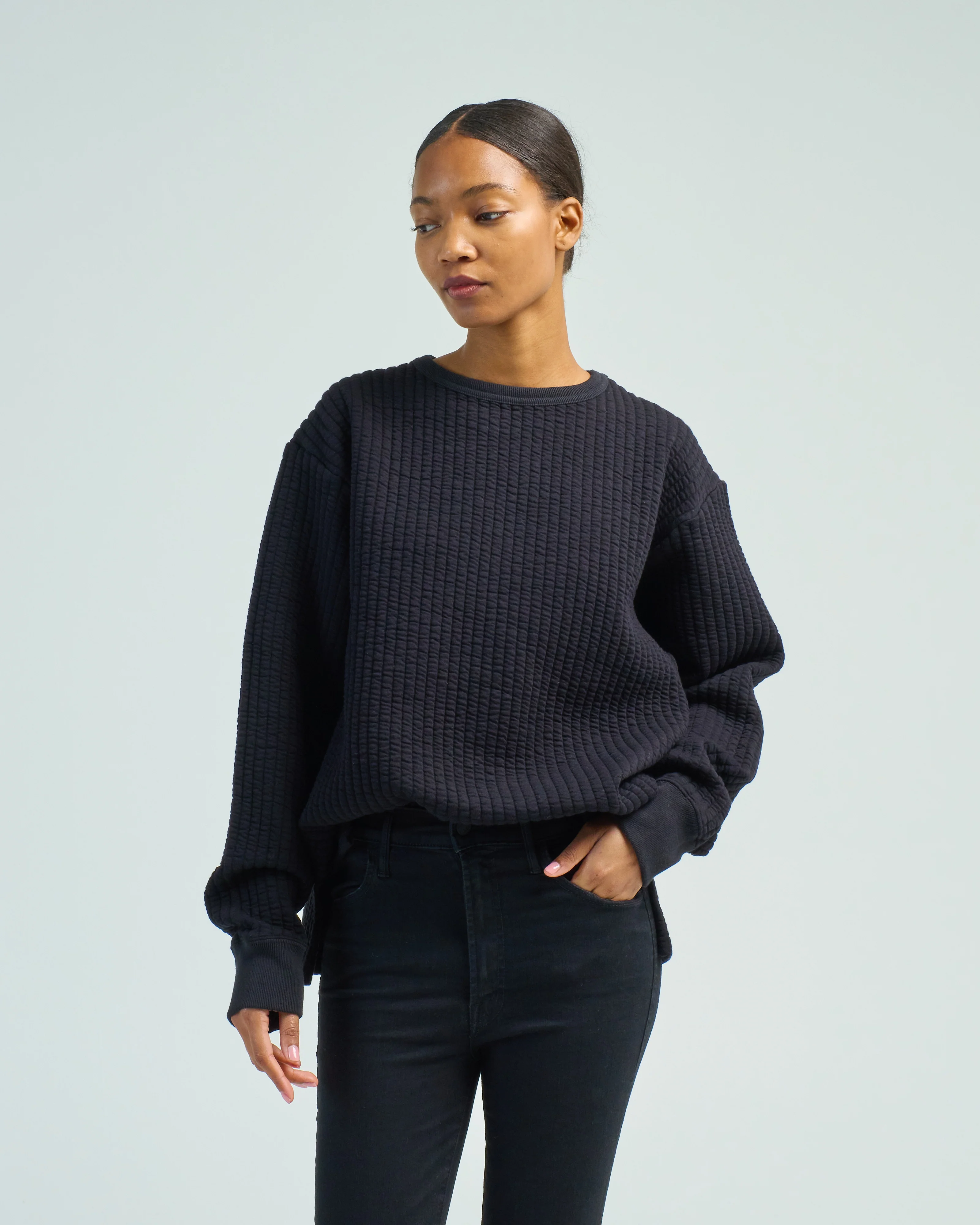 quilted crew neck top - Image 3