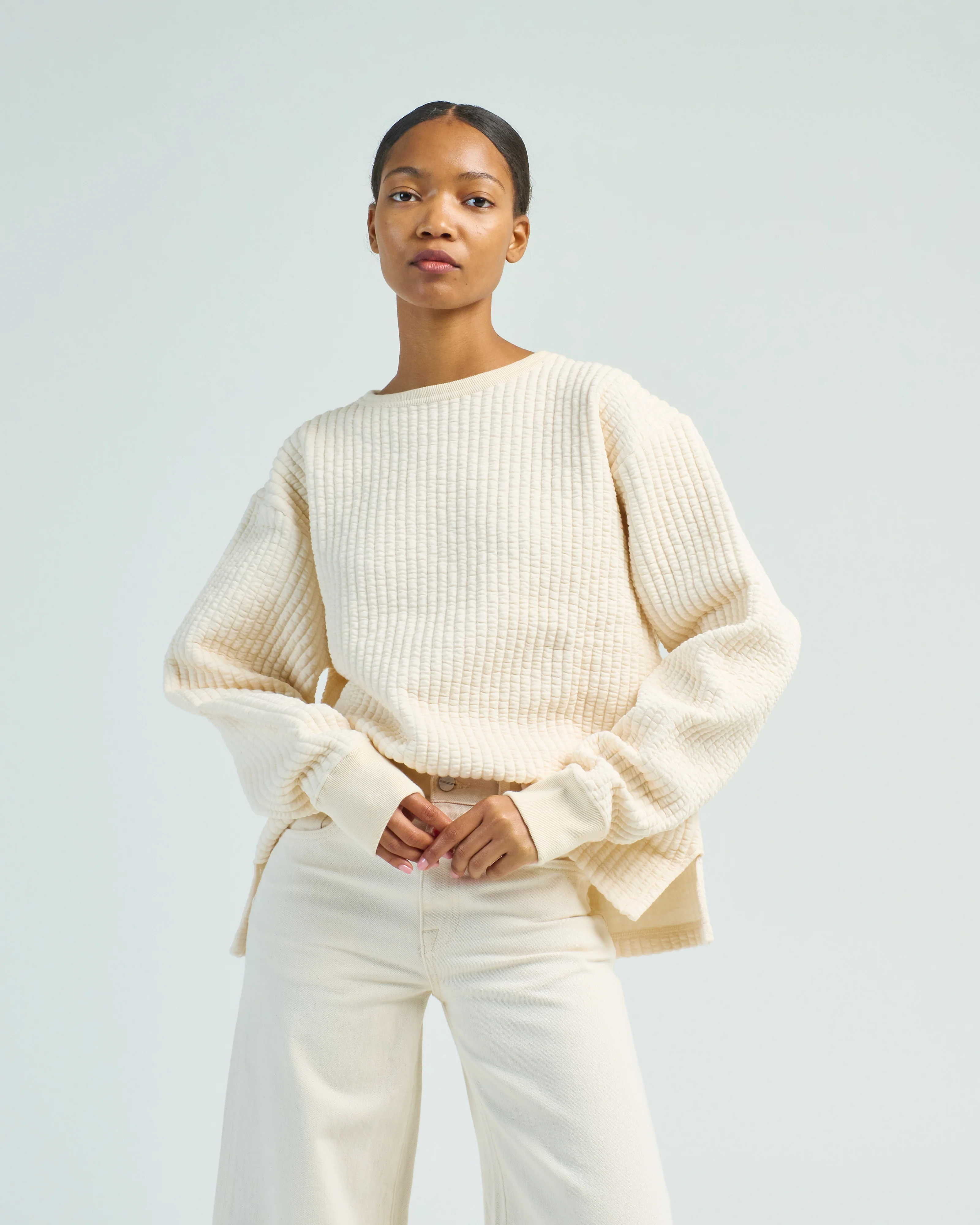 quilted crew neck top - Image 2