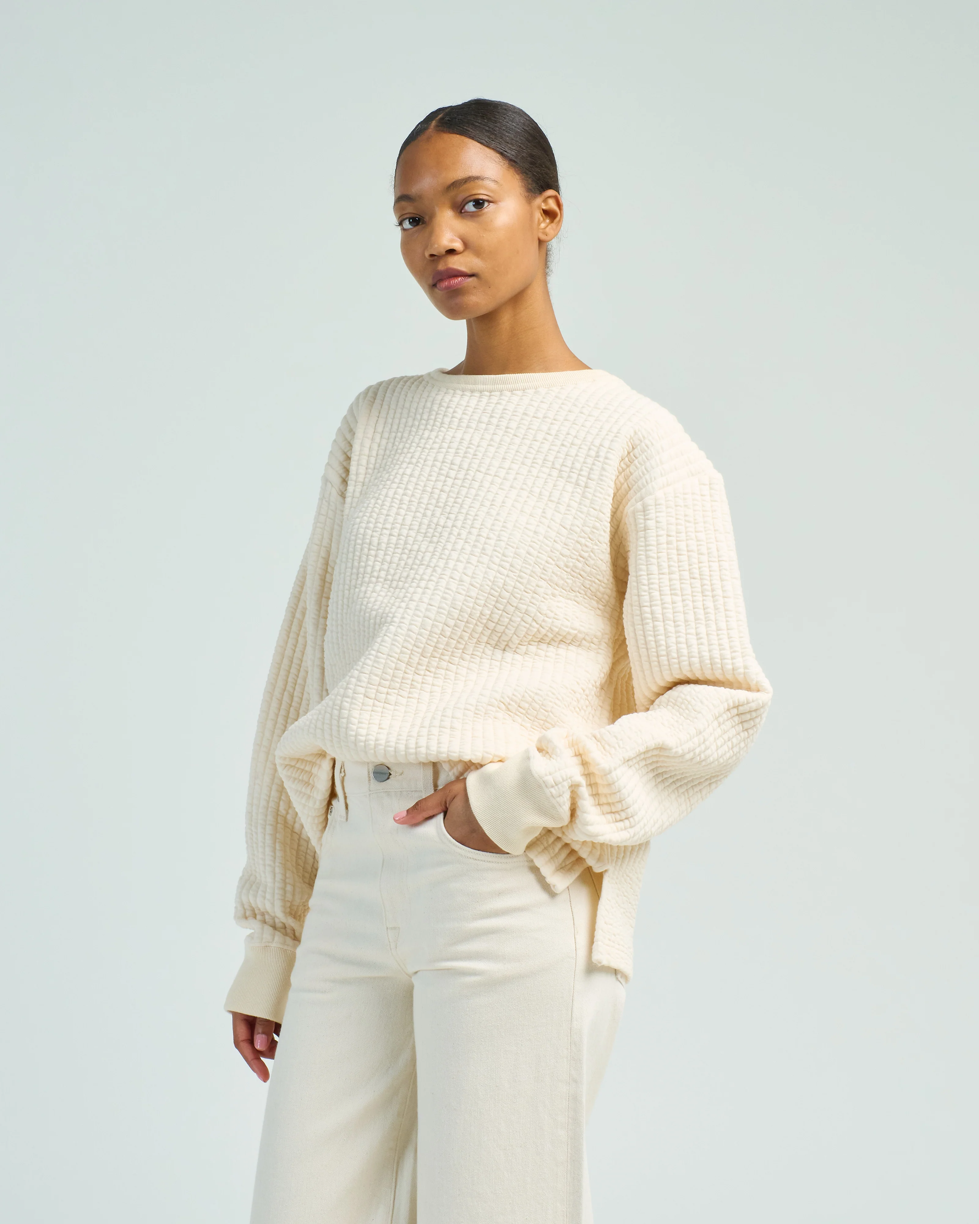 quilted crew neck top - Image 4