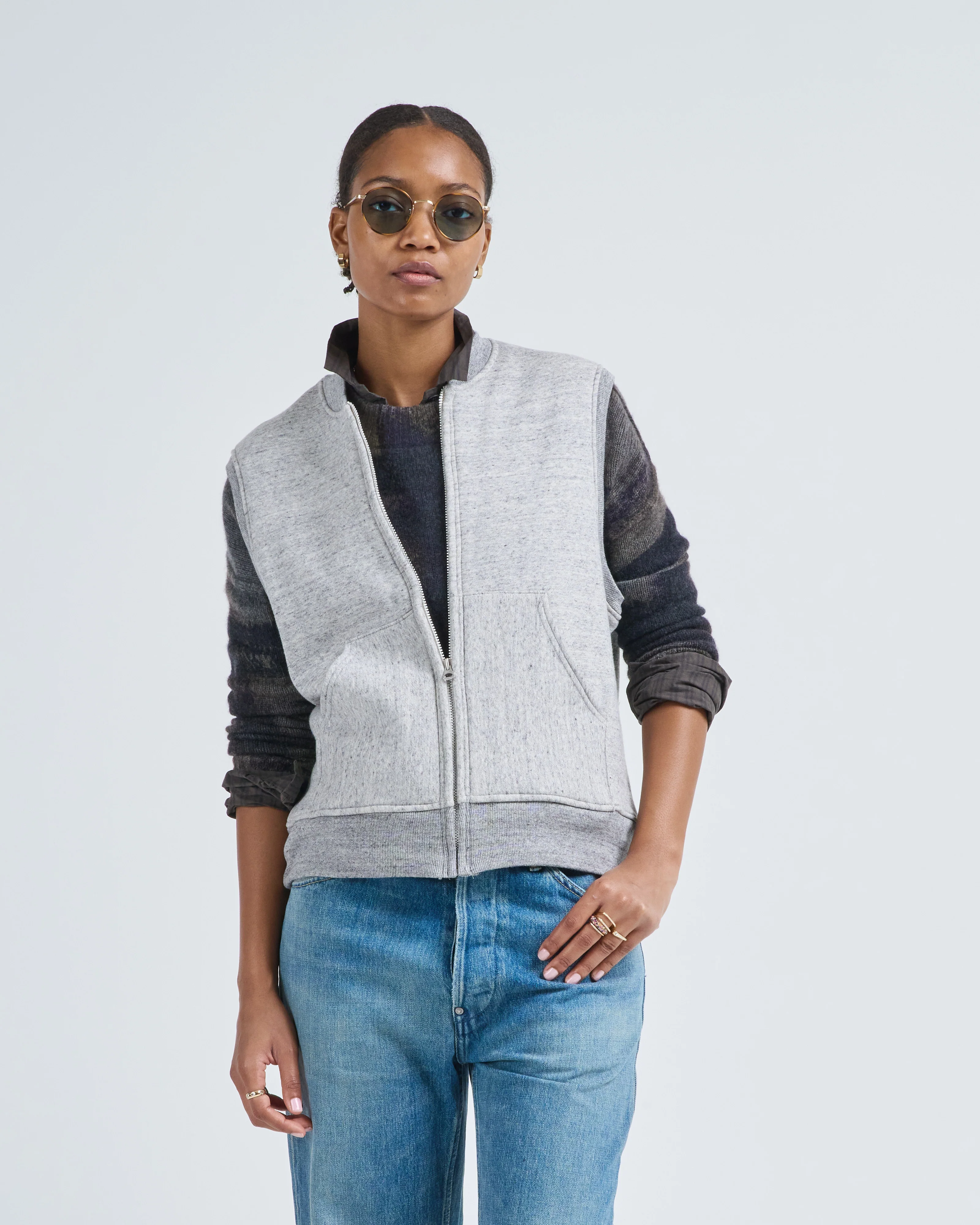 sweat zip up vest - Image 2