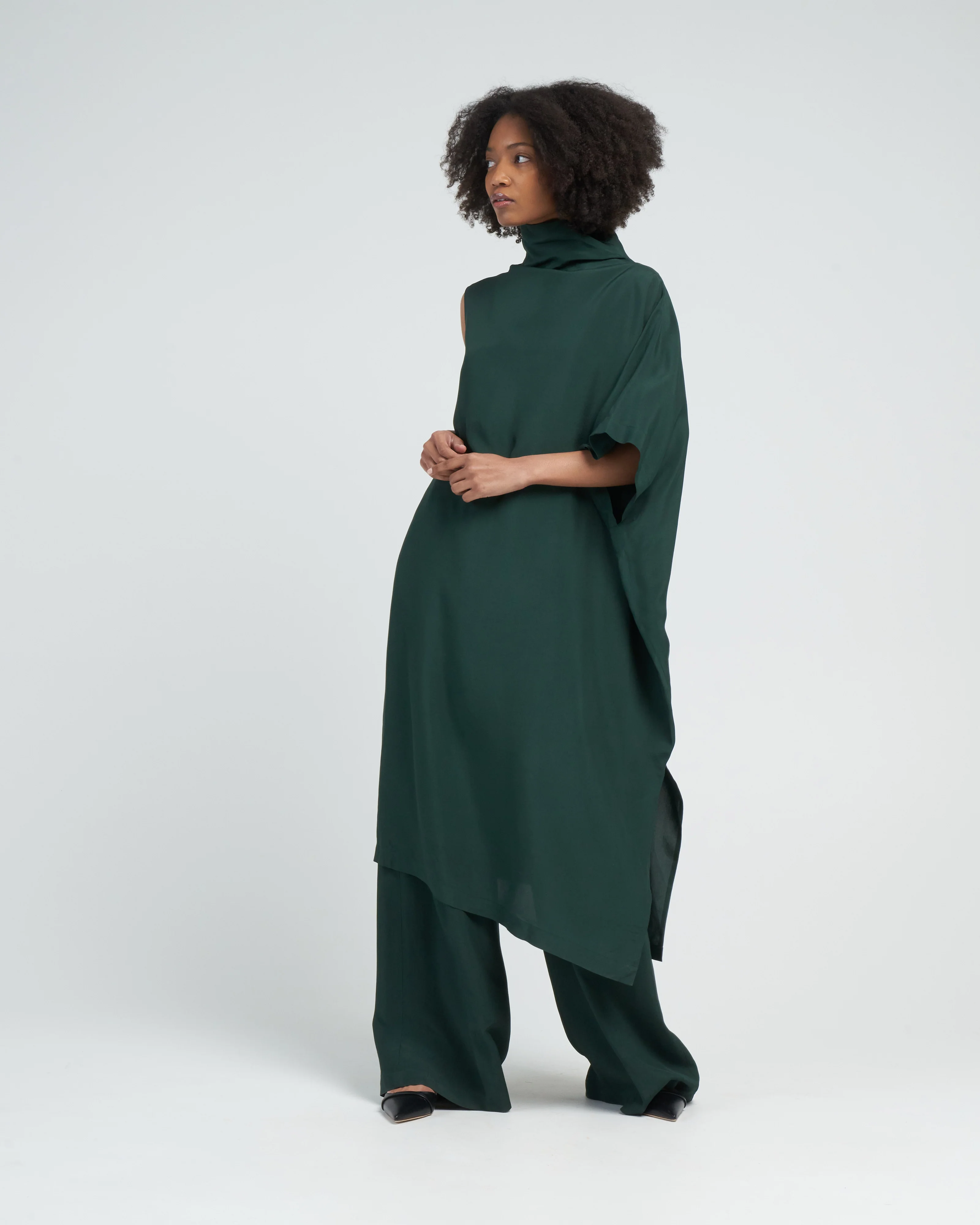 diade long cowl neck dress - dark green - Image 2