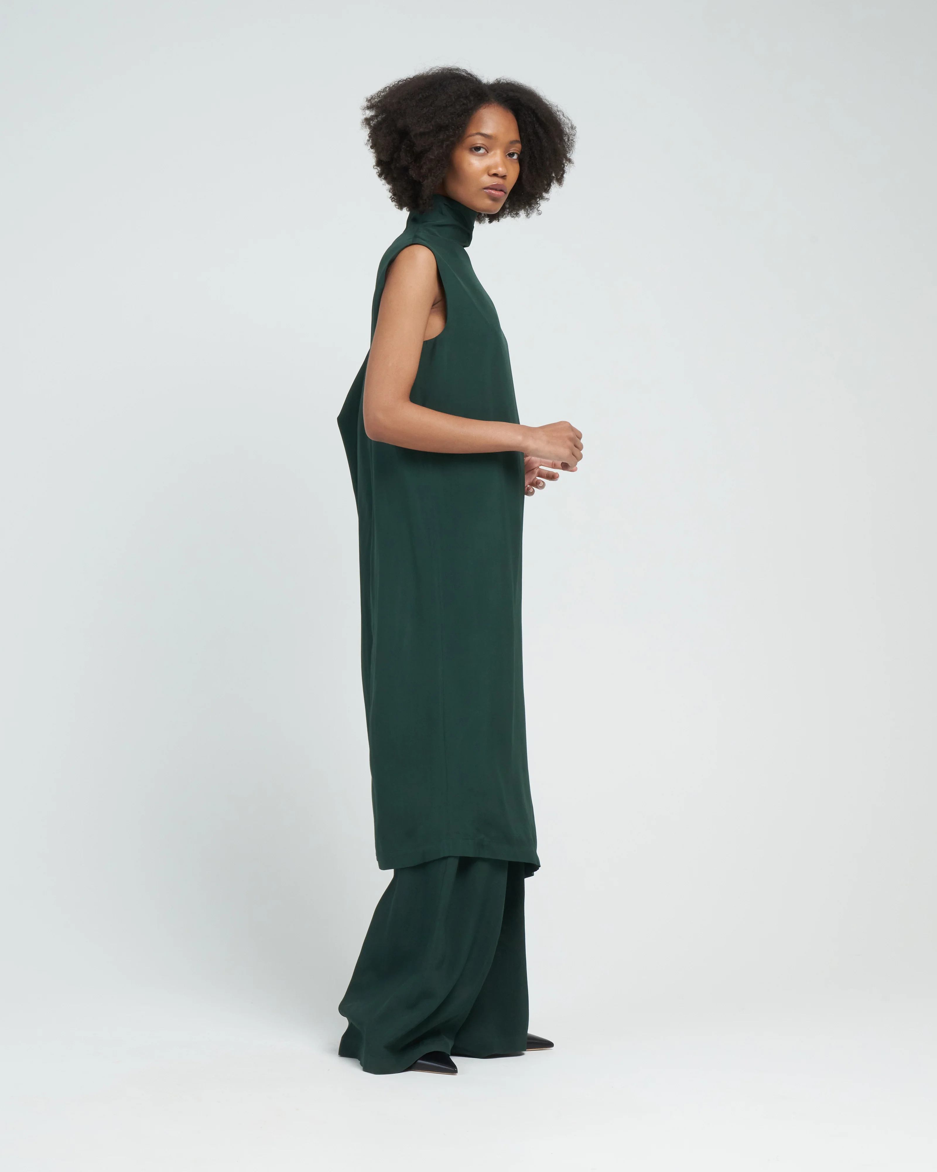 diade long cowl neck dress - dark green - Image 3