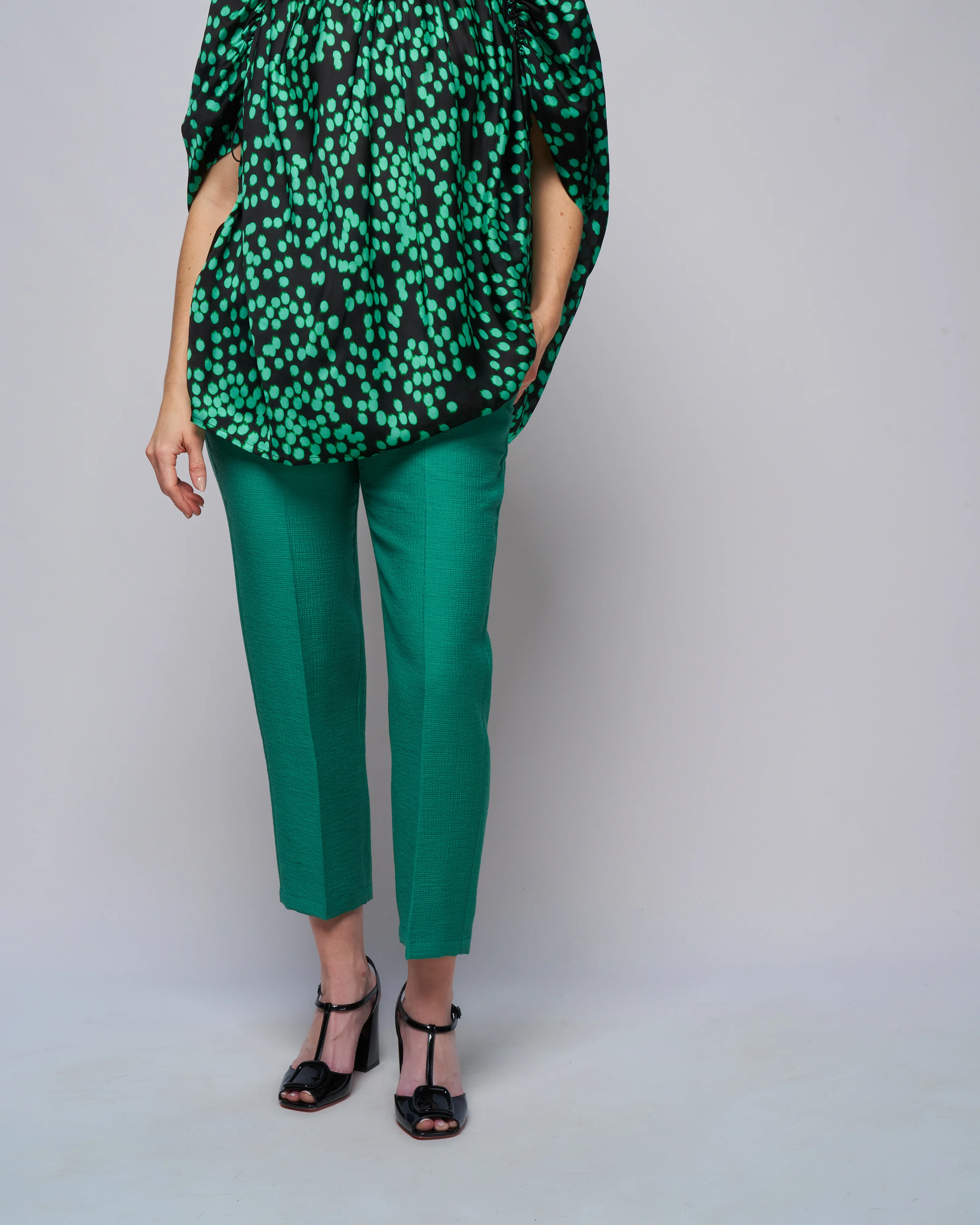 elastic waistband trousers - emerald