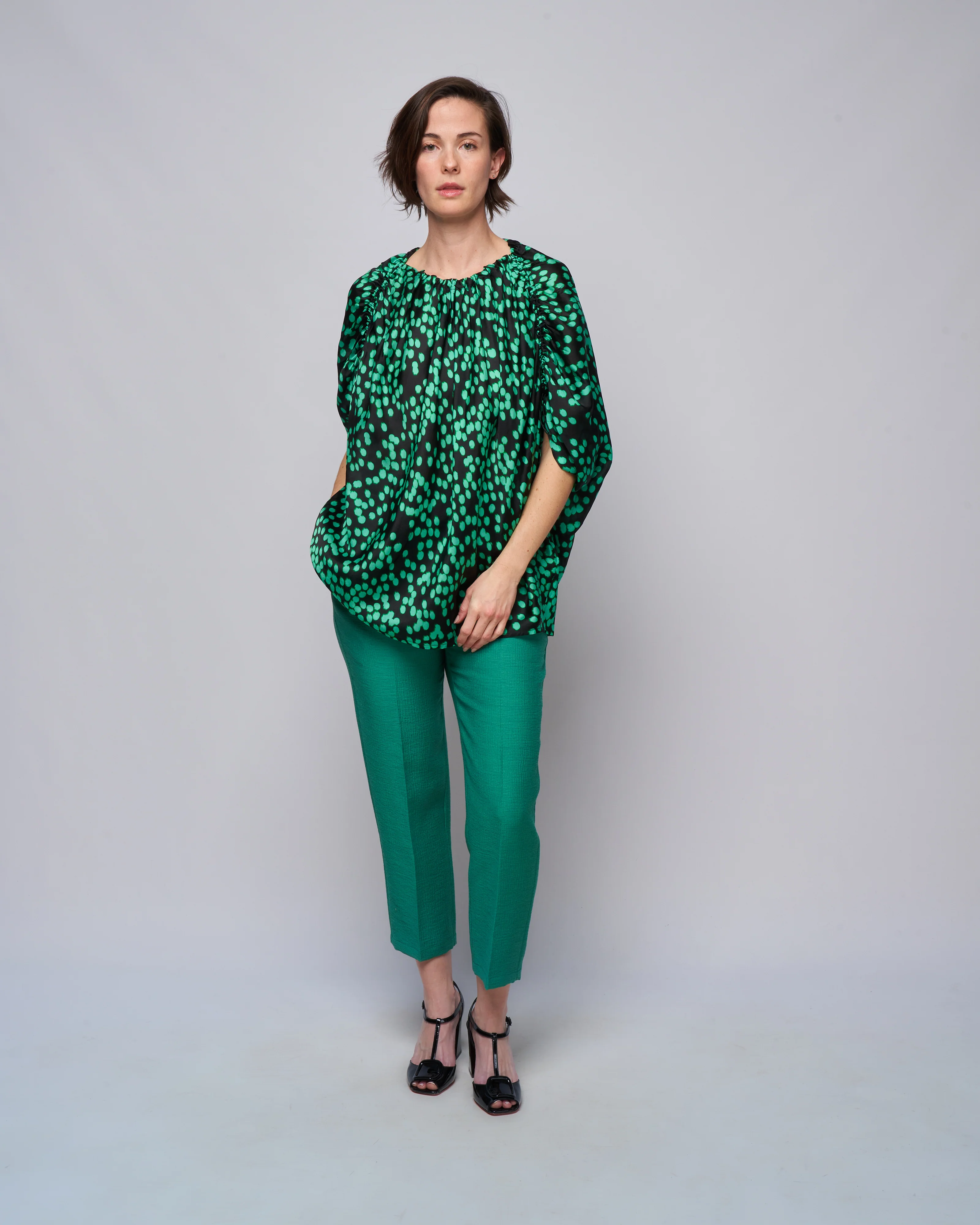 elastic waistband trousers - emerald - Image 2