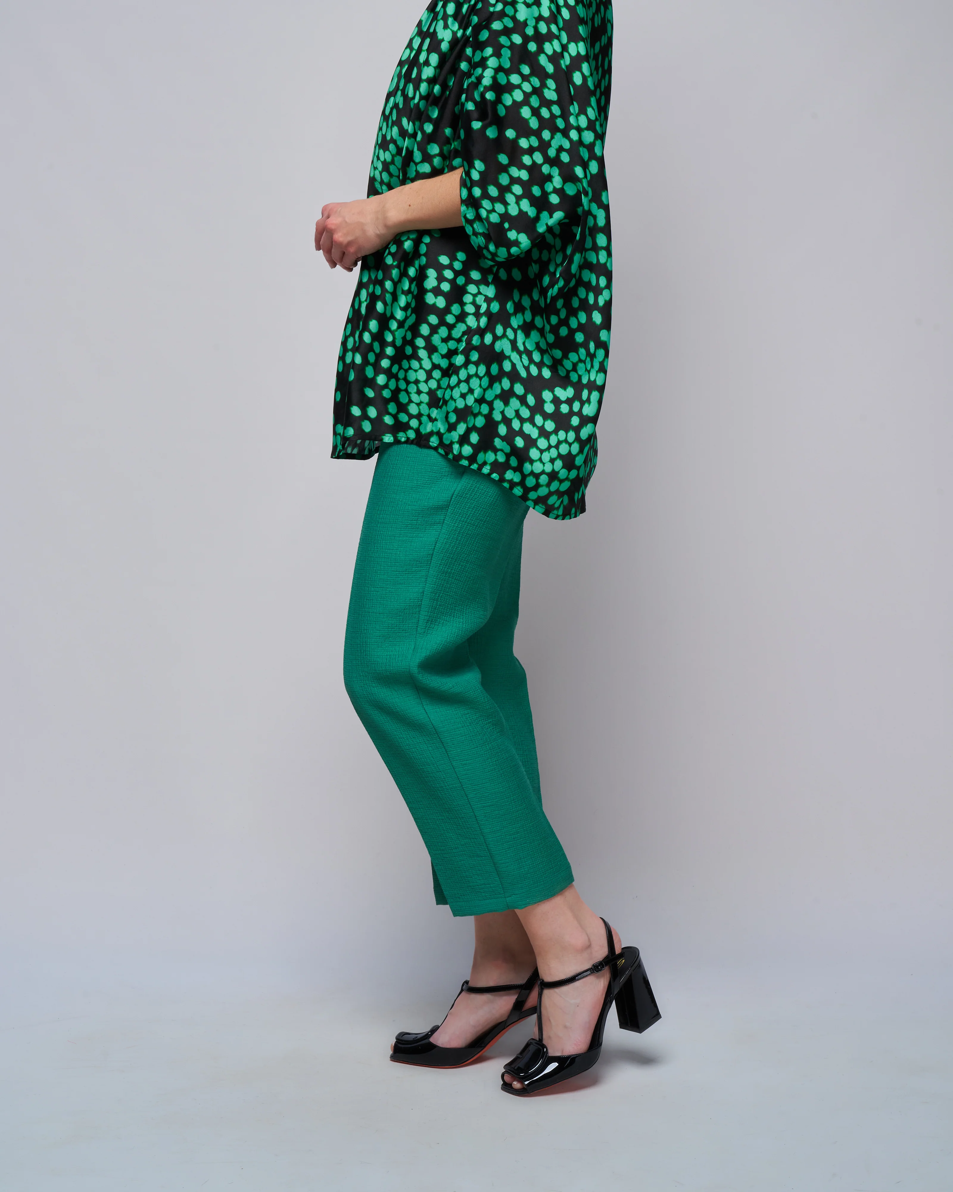elastic waistband trousers - emerald - Image 3