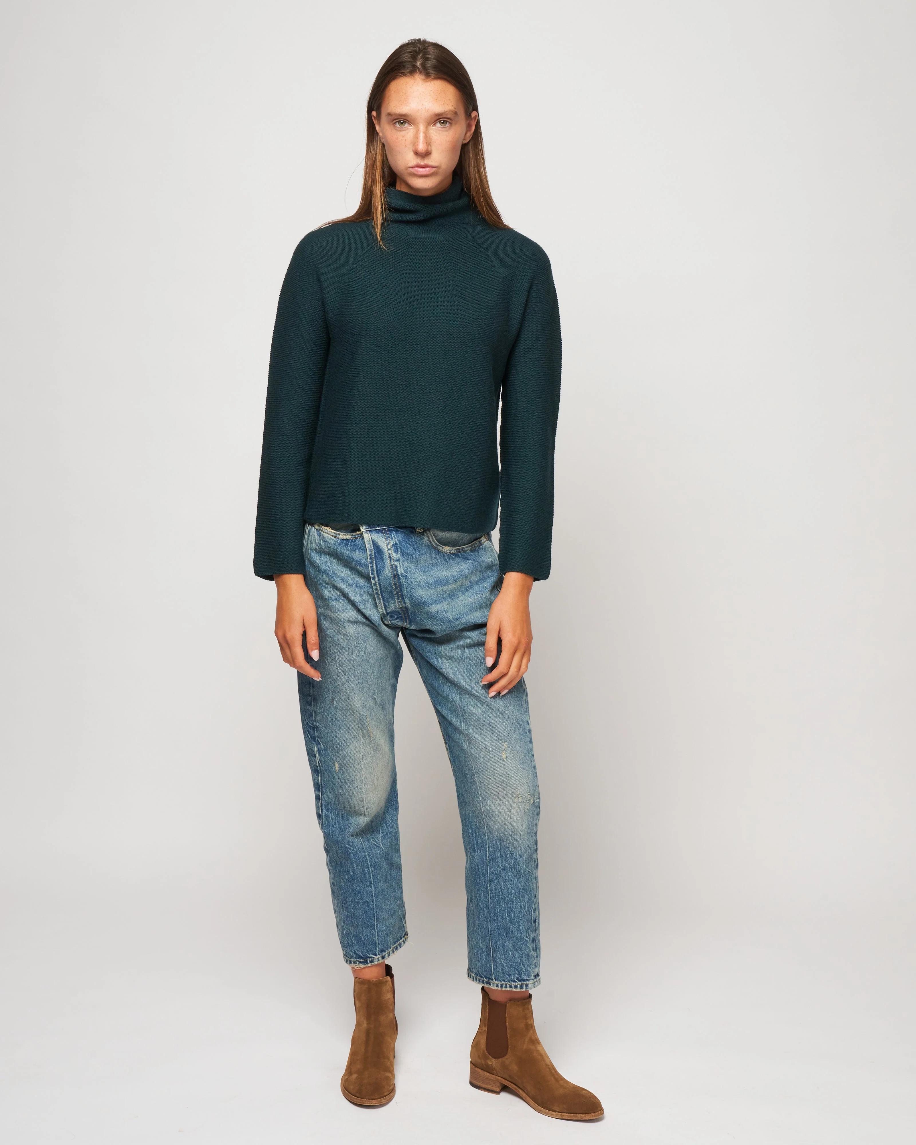 knitted turtle neck sweater - dark green - Image 2