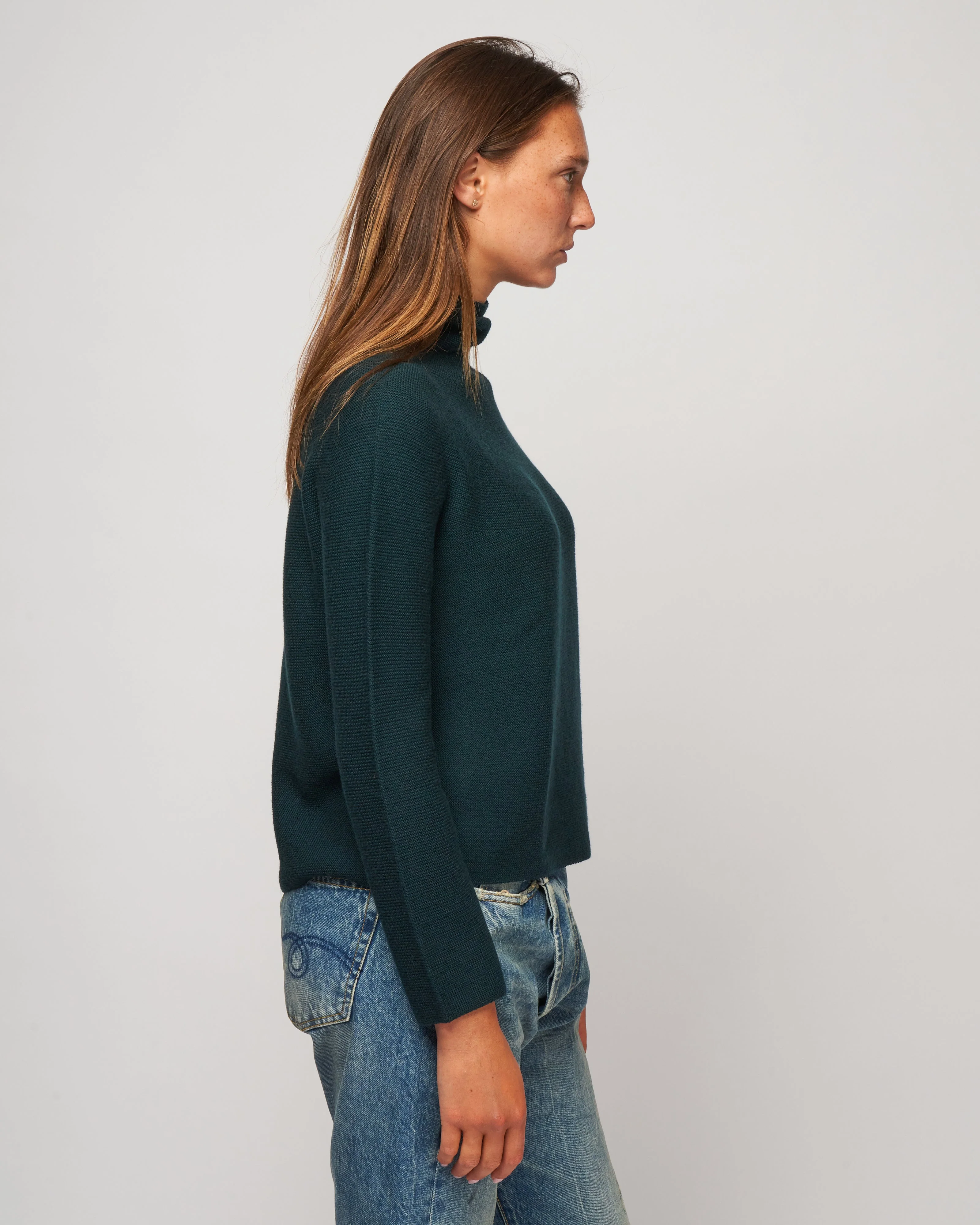 knitted turtle neck sweater - dark green - Image 3