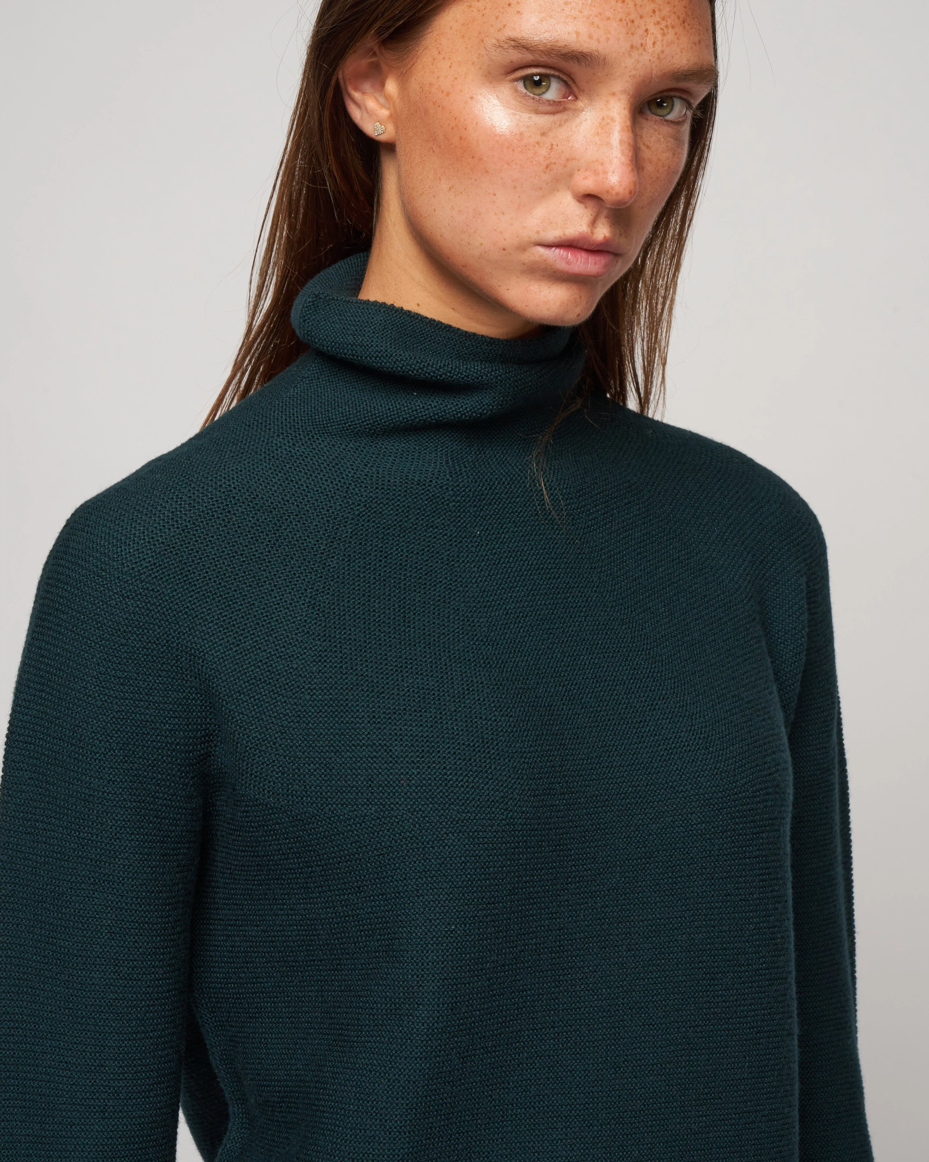 knitted turtle neck sweater - dark green - Image 5