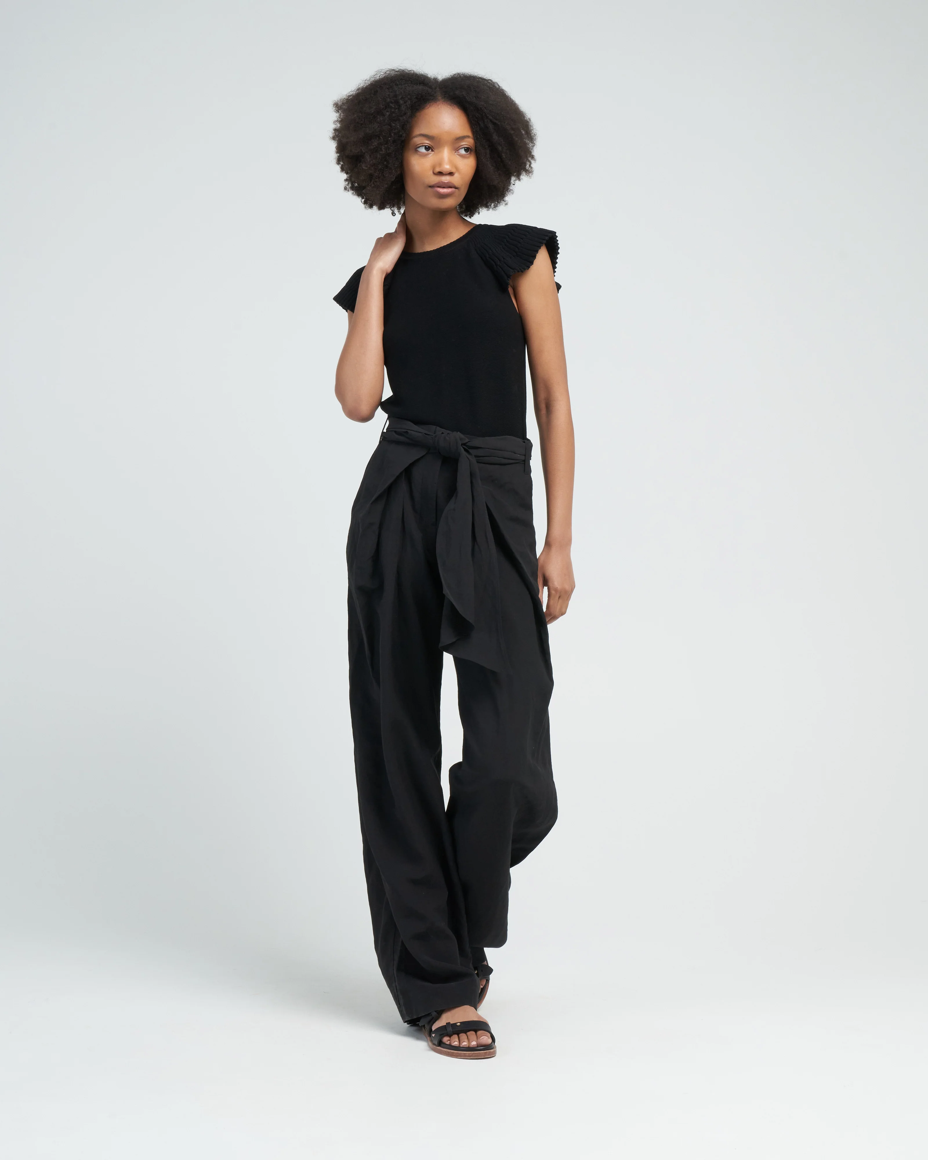 pico tie front trouser - black - Image 2