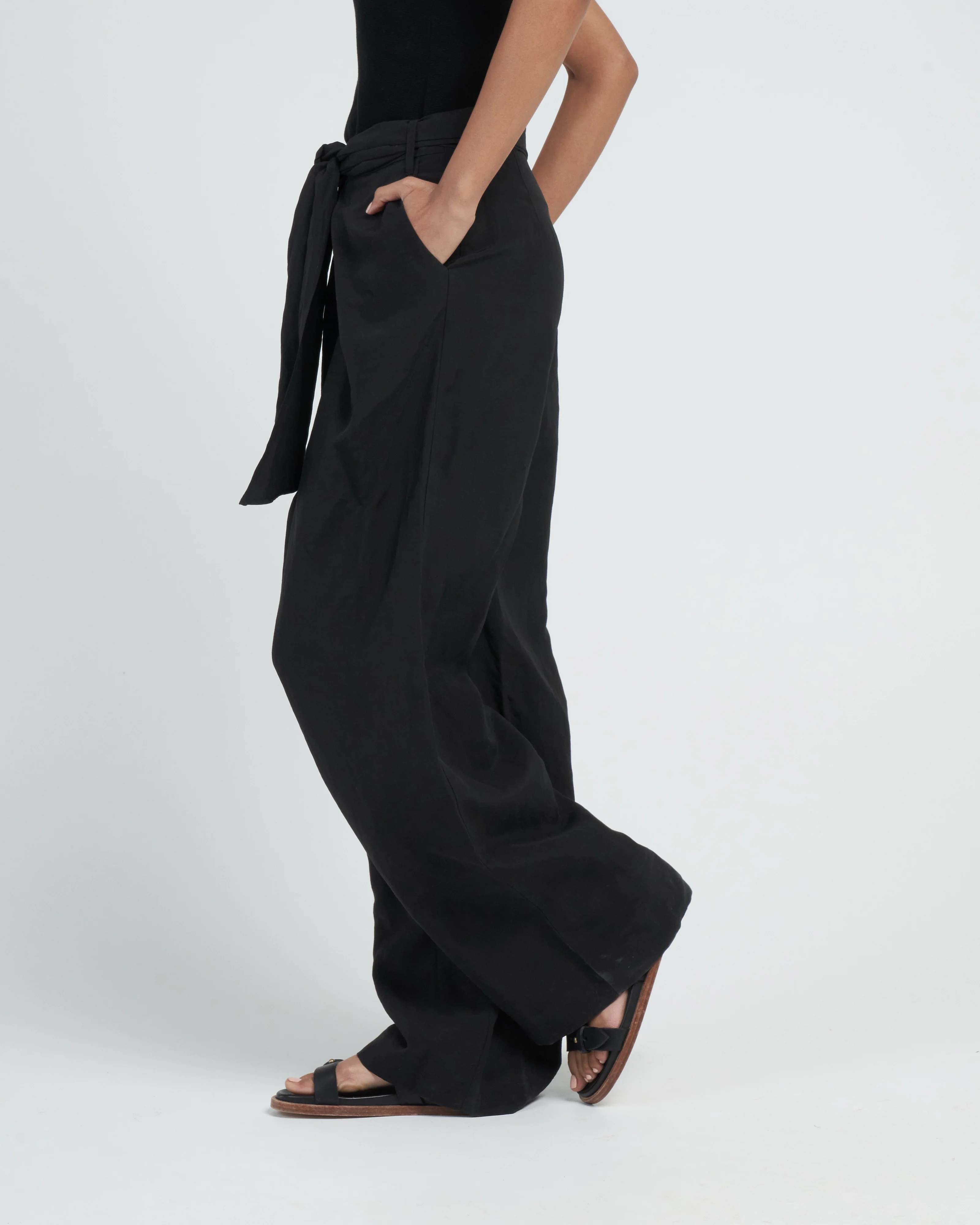 pico tie front trouser - black - Image 3