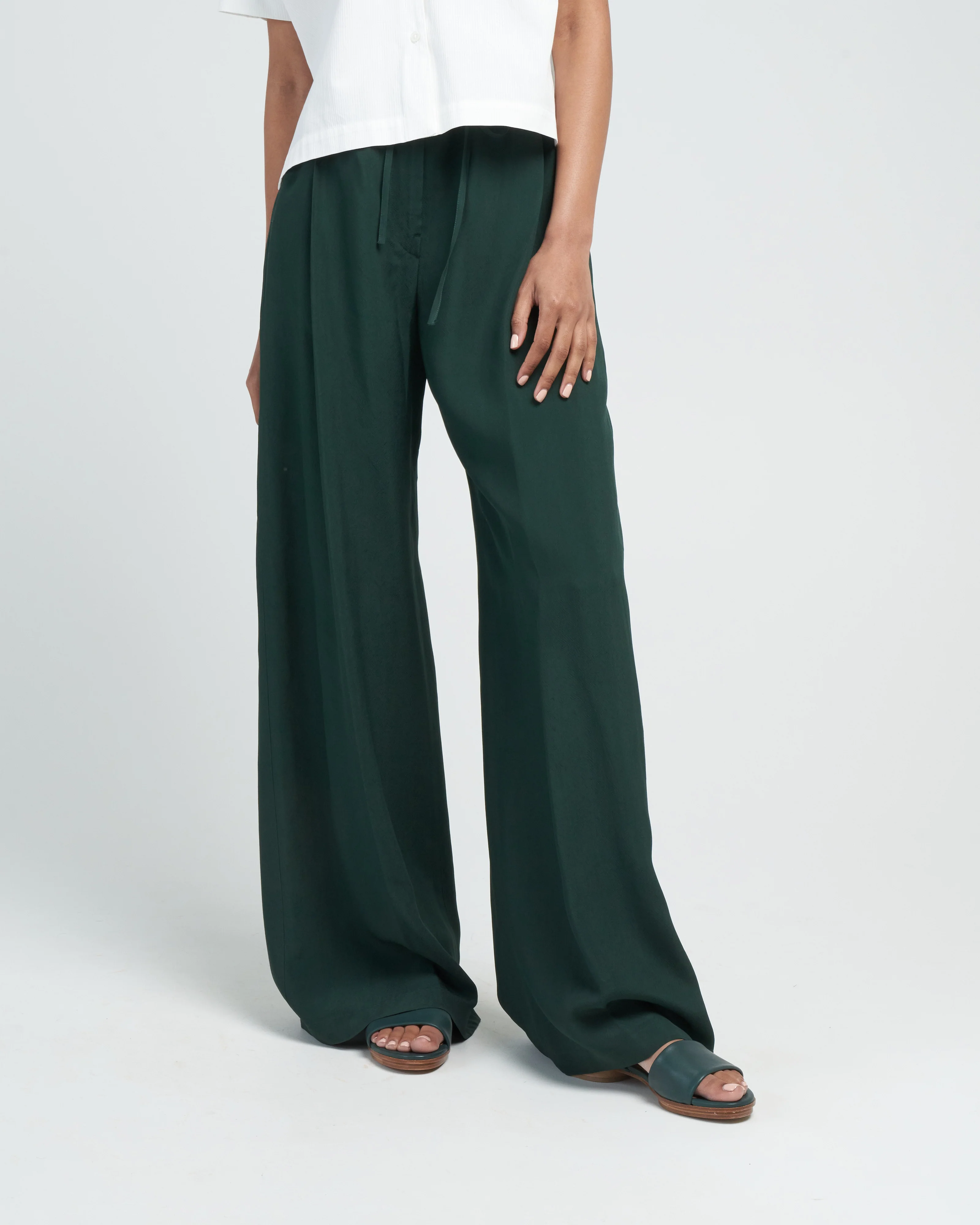pretsi wide leg trouser - dark green
