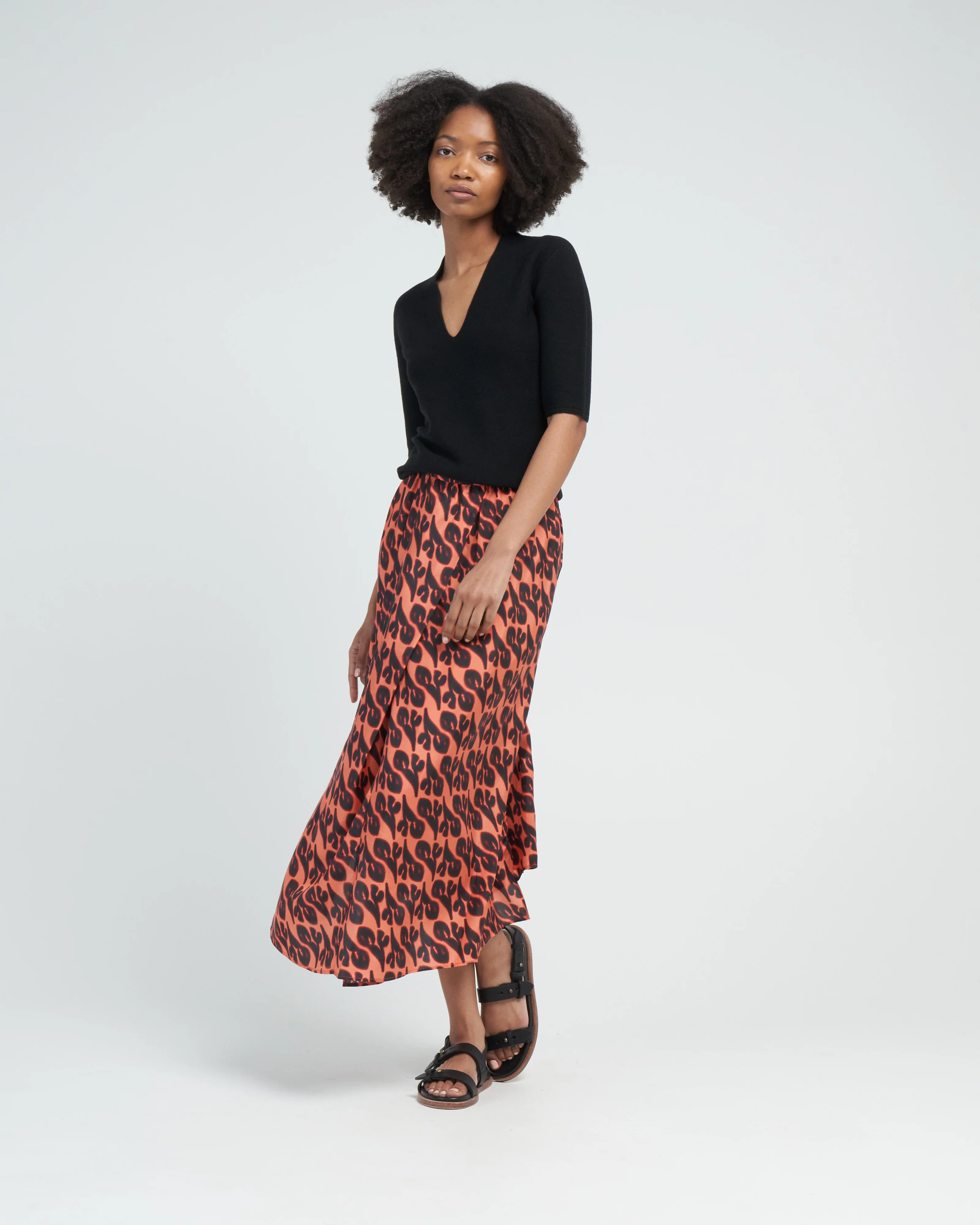 sonam draped skirt - coral red palash - Image 2