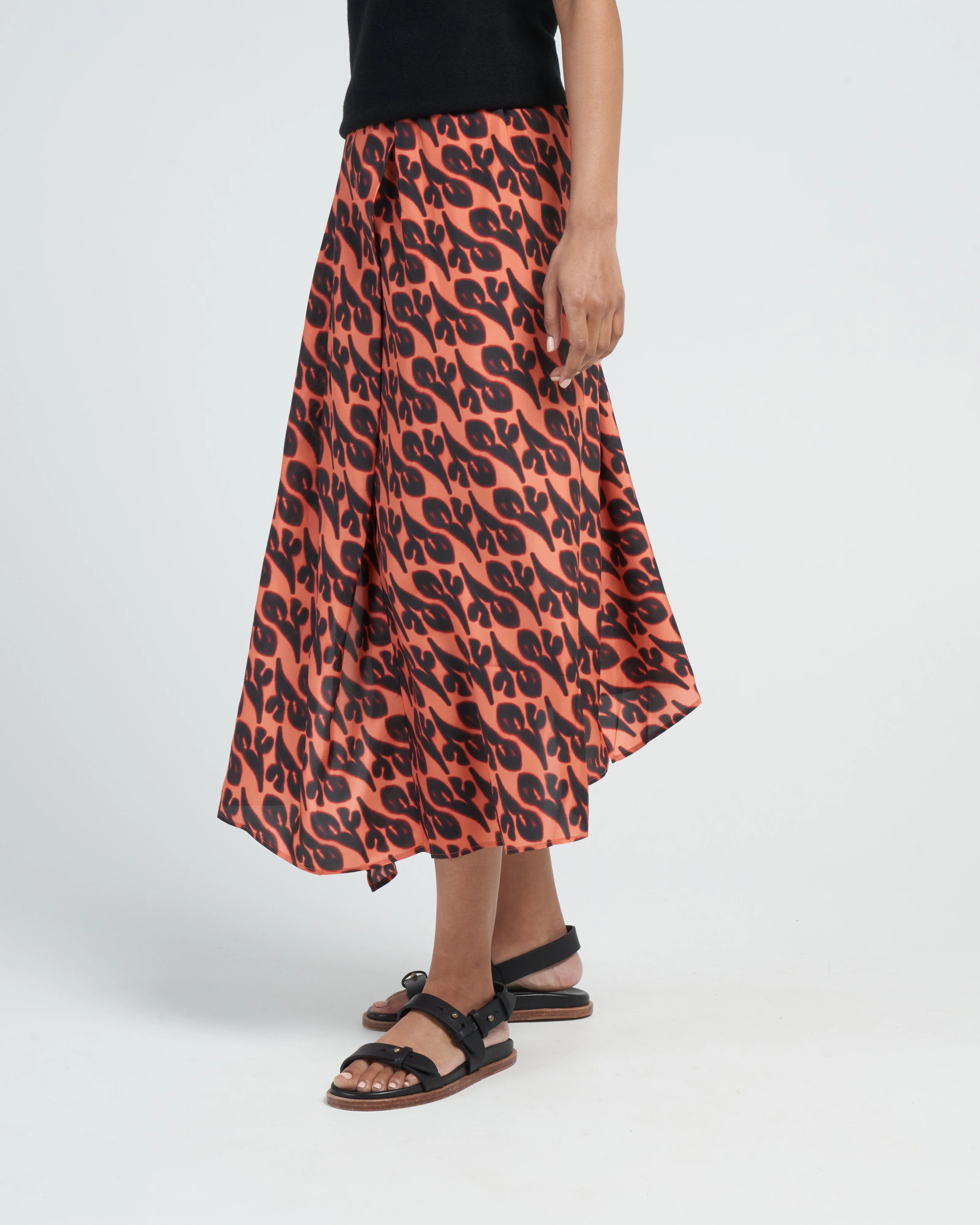 sonam draped skirt - coral red palash - Image 3