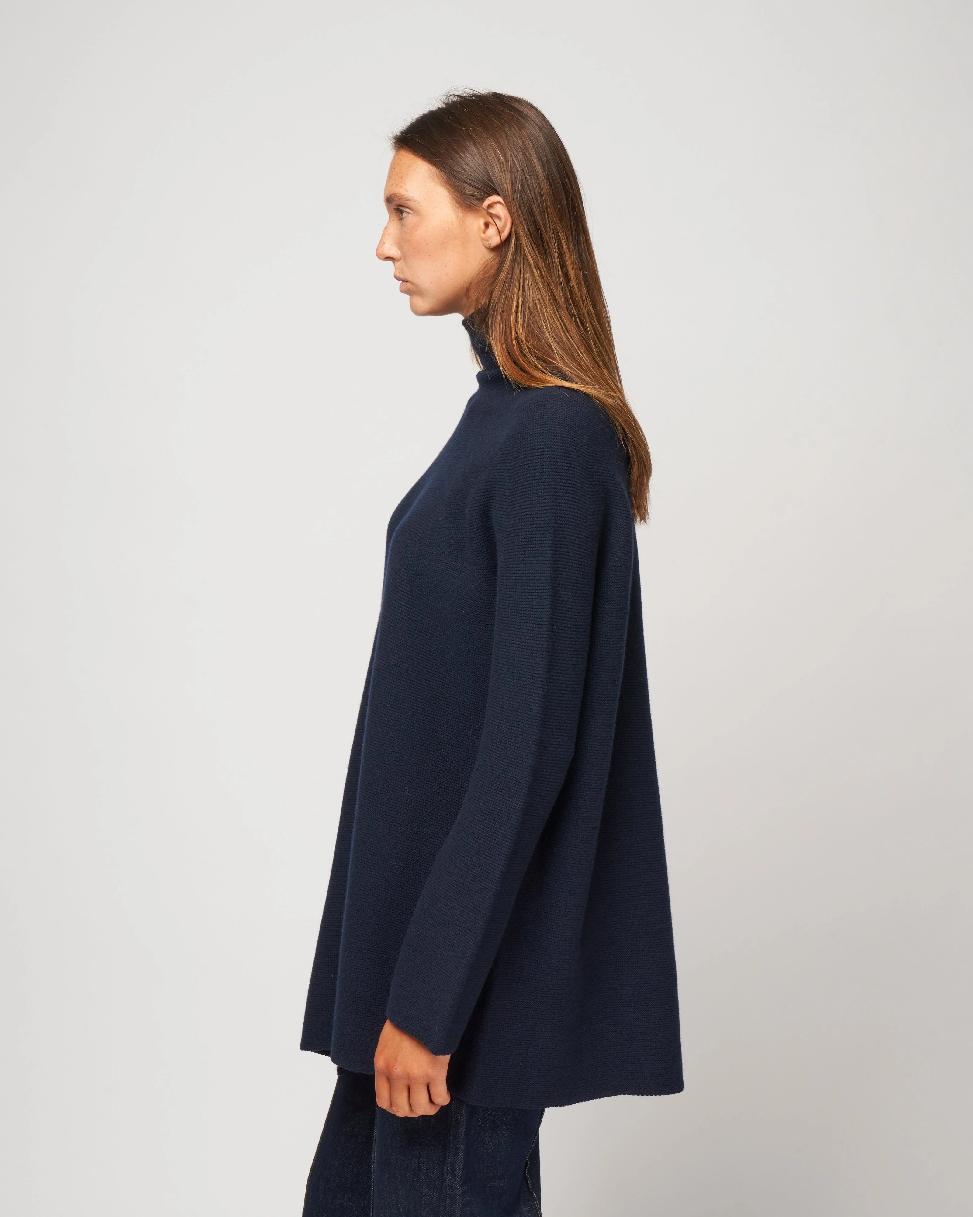 turtleneck long sweater - navy - Image 3