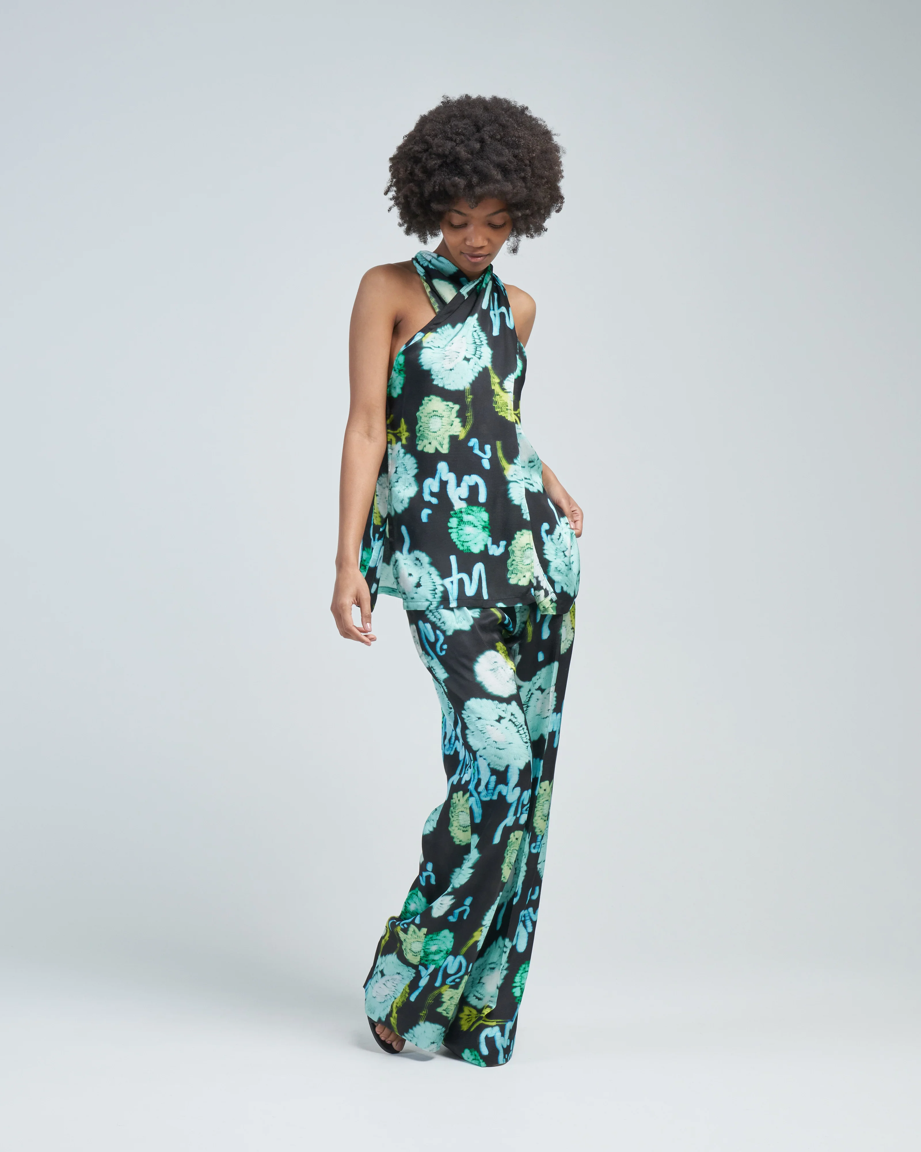 wide leg printed trouser - Image 2