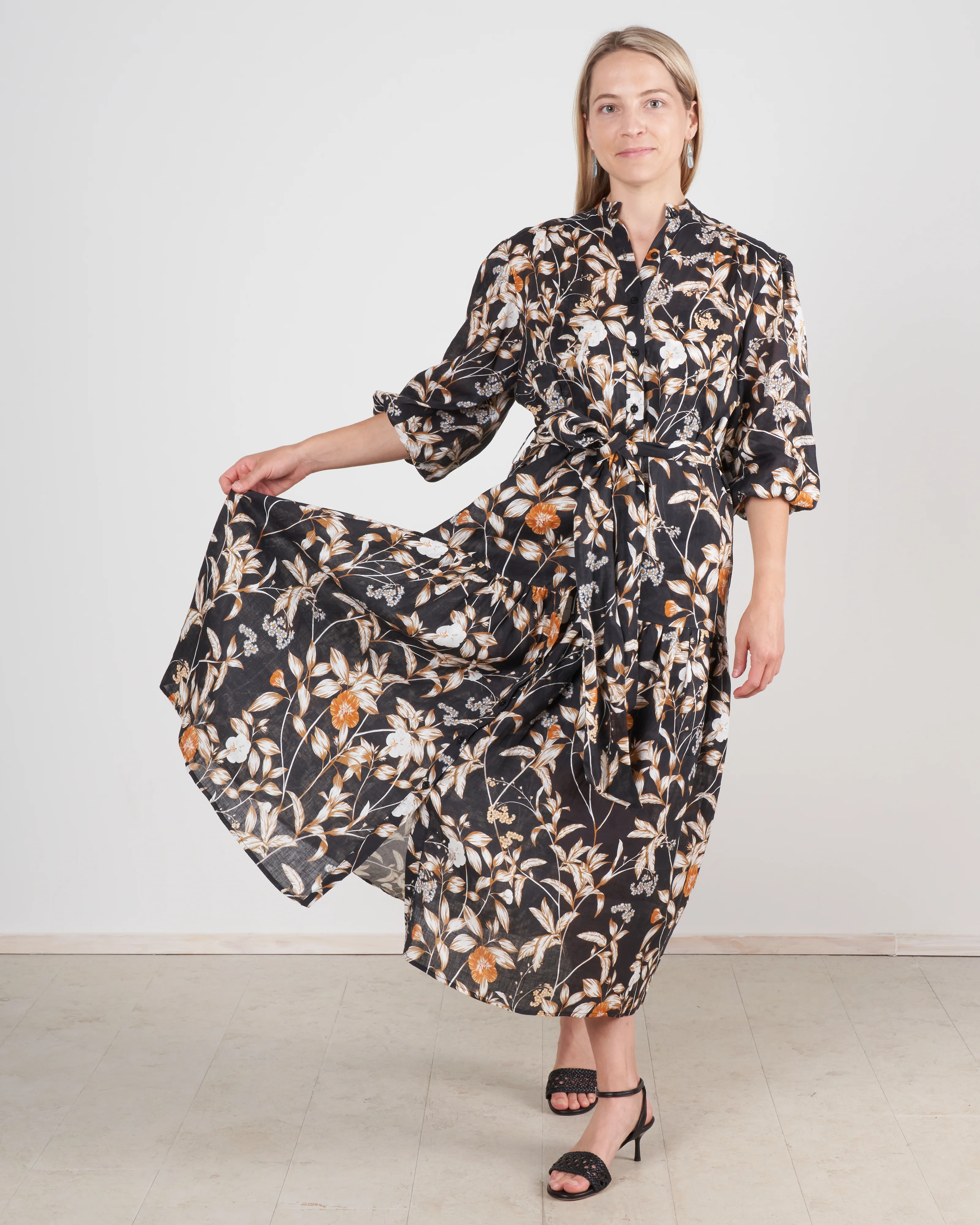 lana linen dress - black desert rose