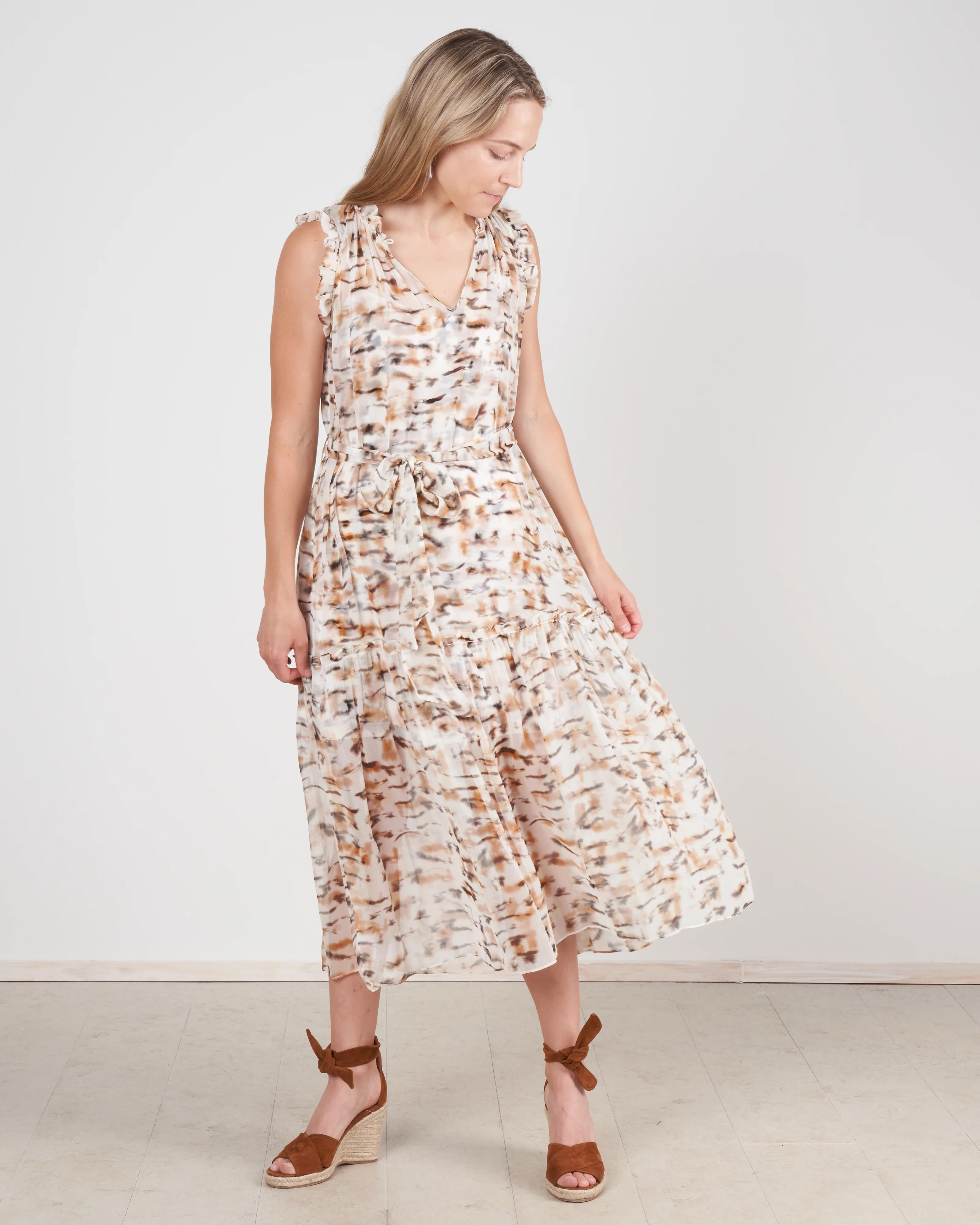 willow silk chiffon dress - tiger print - Image 2
