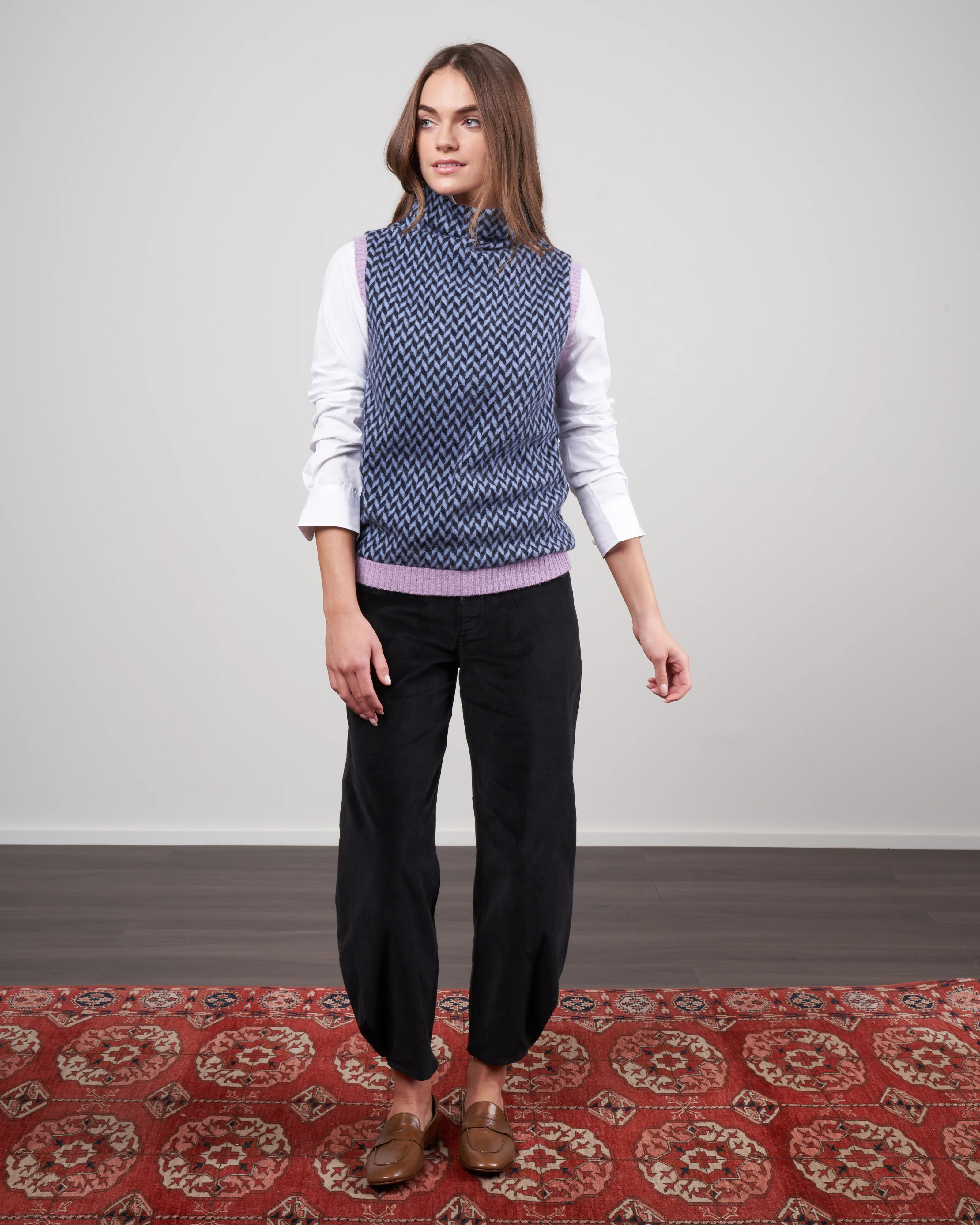 bicolor fishbone gilet - cerulio - Image 2