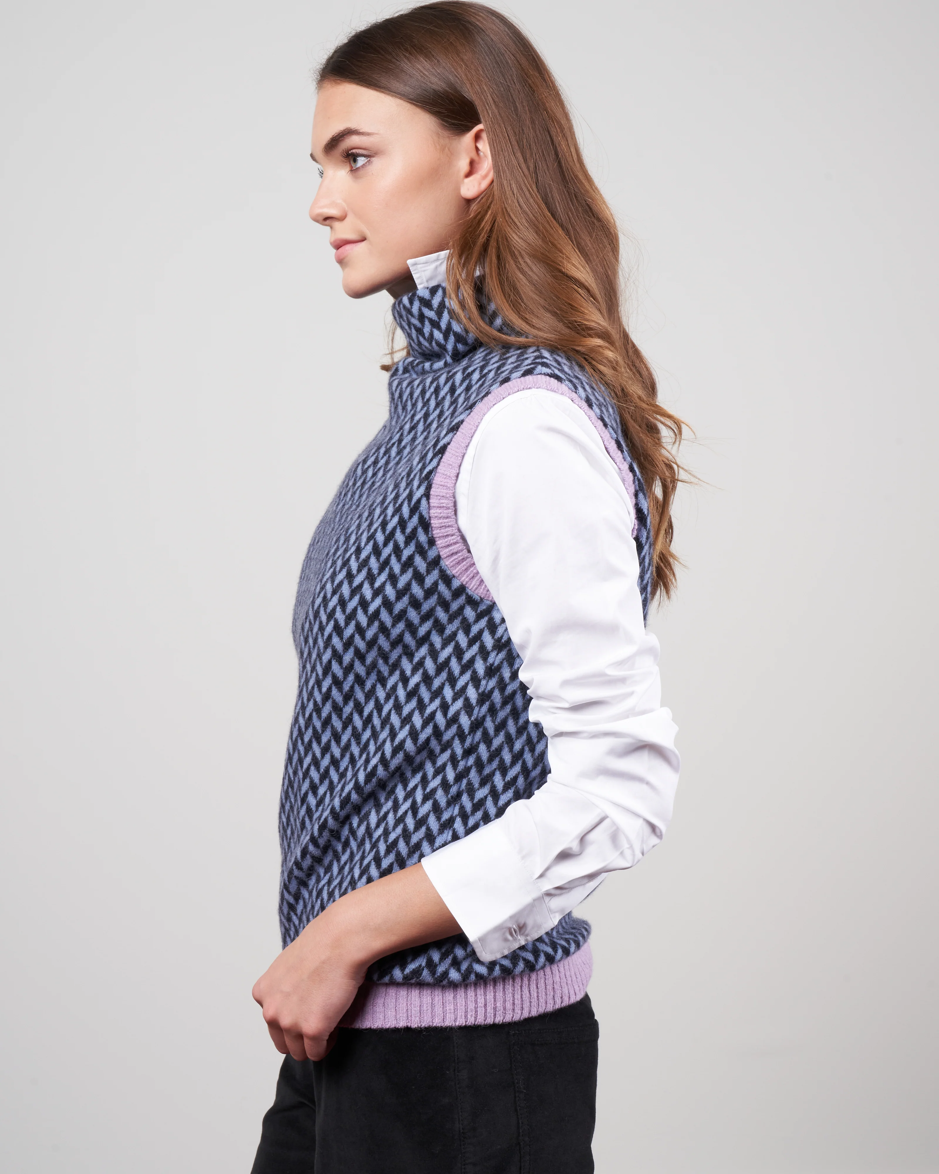 bicolor fishbone gilet - cerulio - Image 3