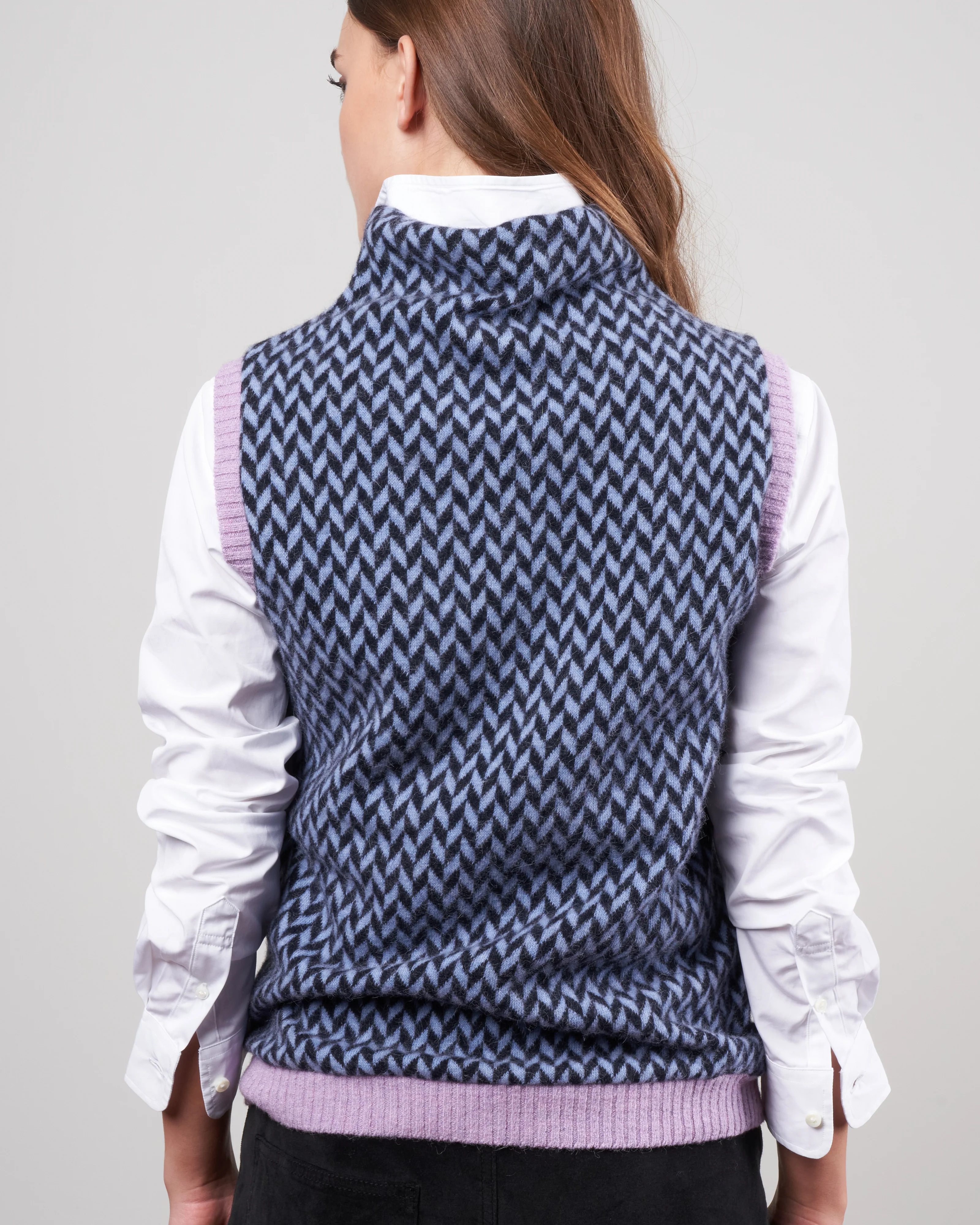 bicolor fishbone gilet - cerulio - Image 4