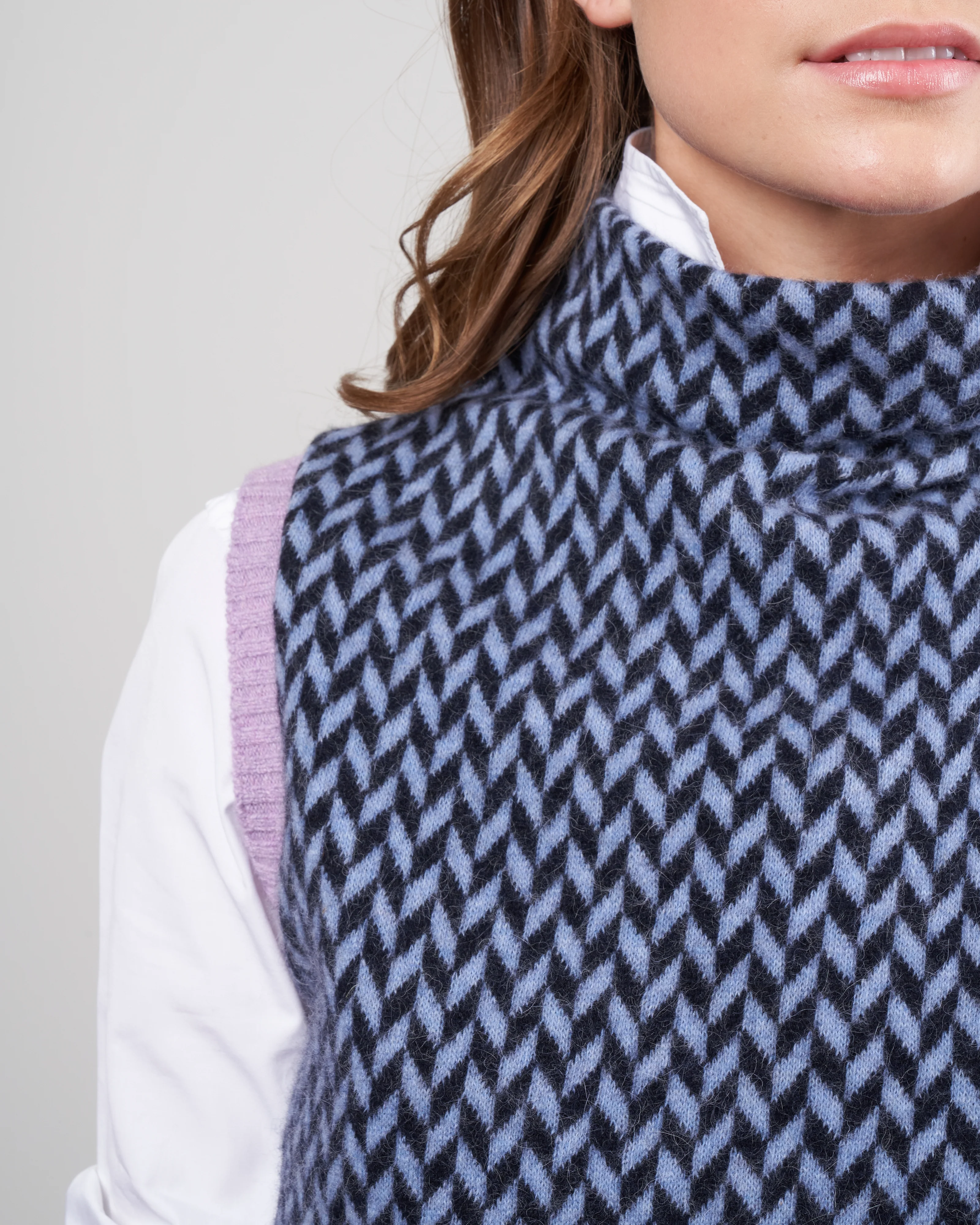 bicolor fishbone gilet - cerulio - Image 5