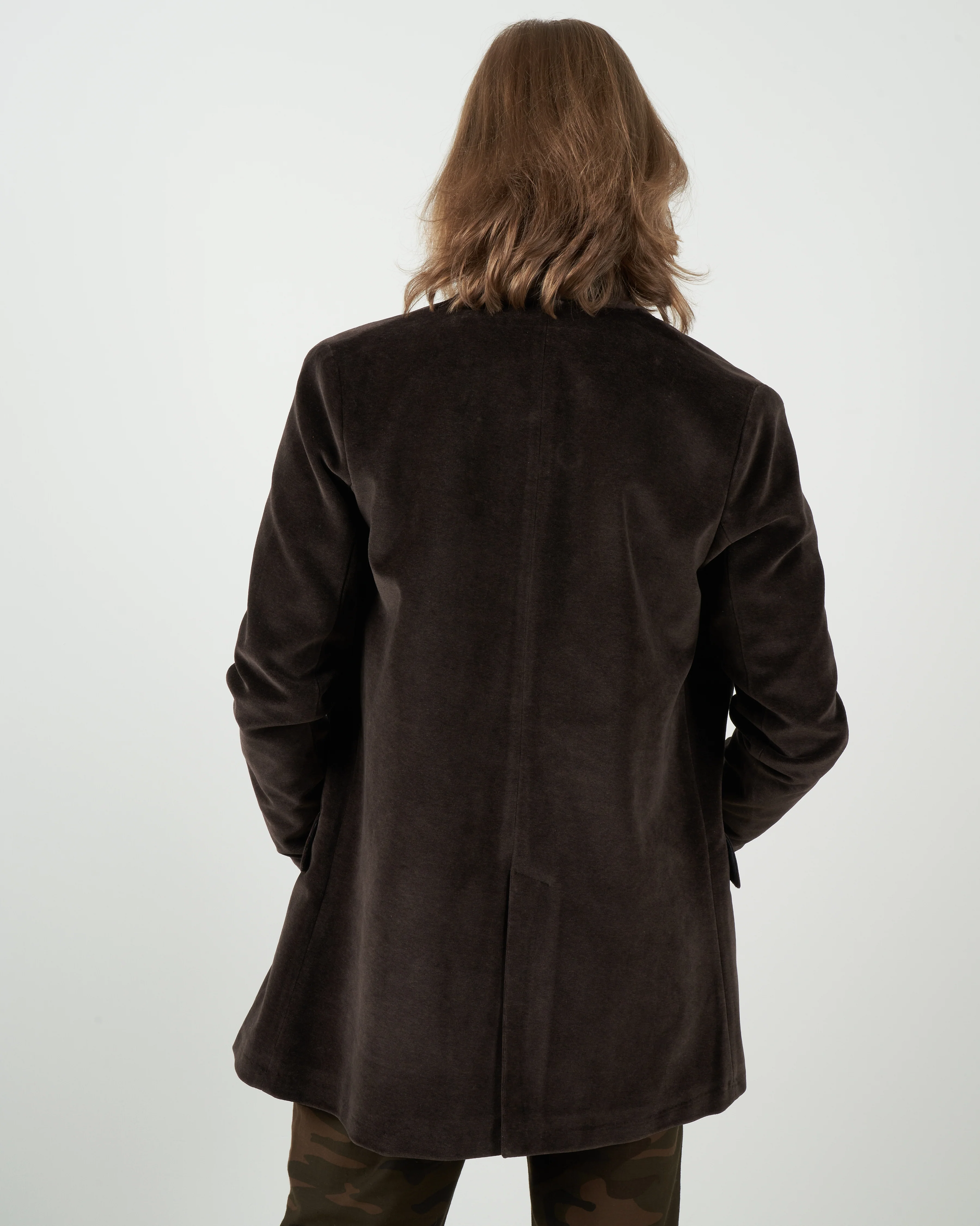 velvet boyfriend jacket - brown - Image 3