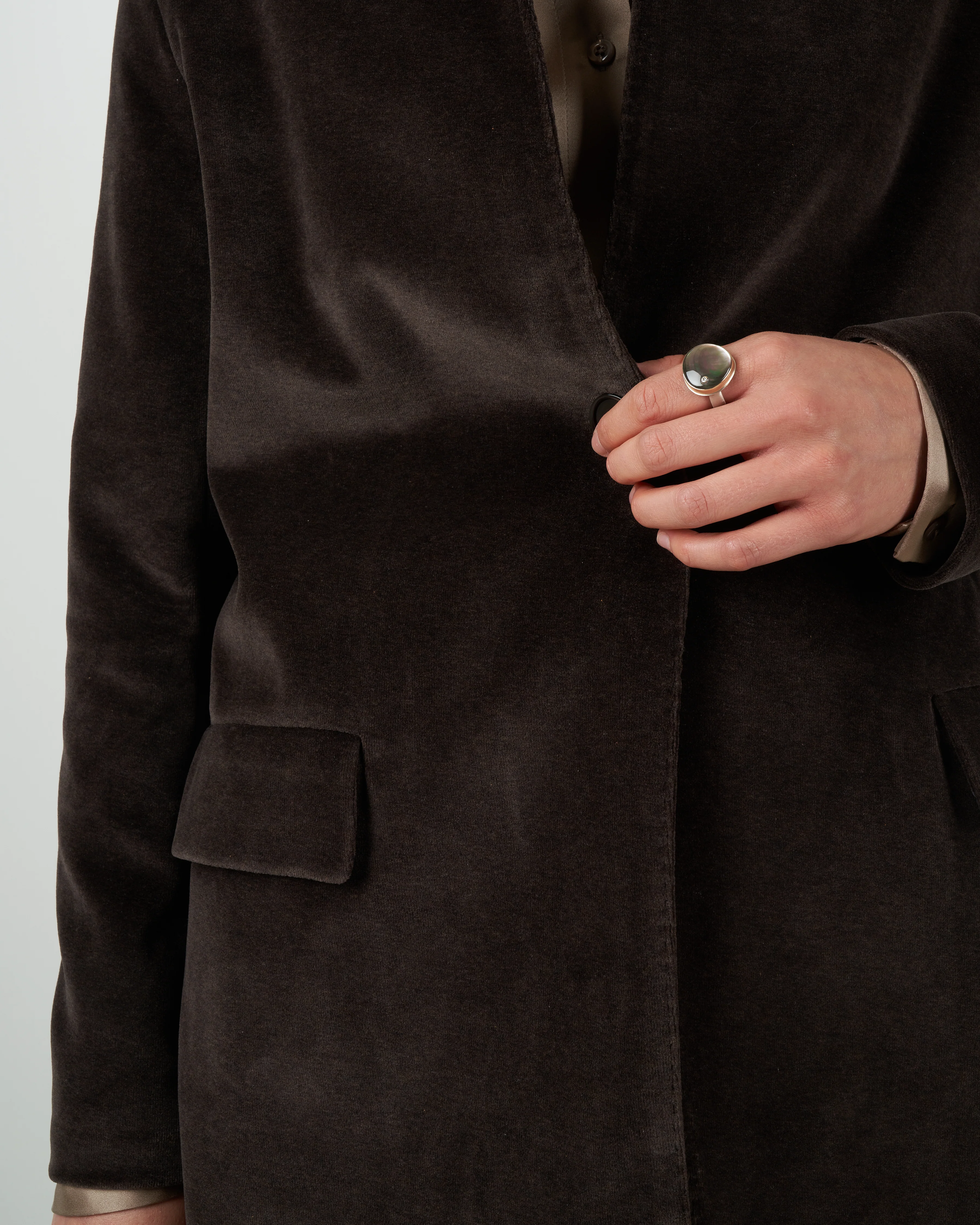 velvet boyfriend jacket - brown - Image 5