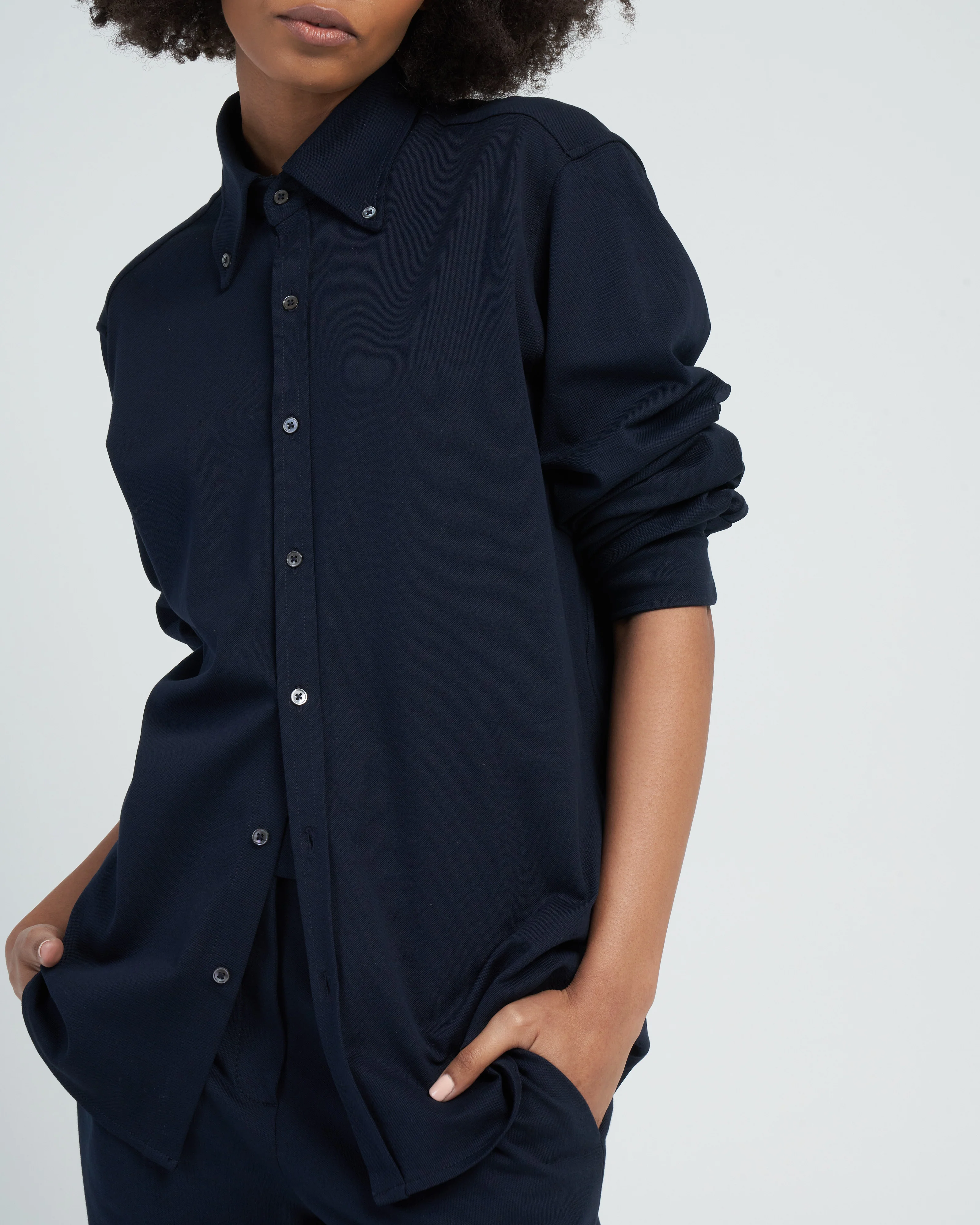 camicia piquet blouse - navy - Image 2