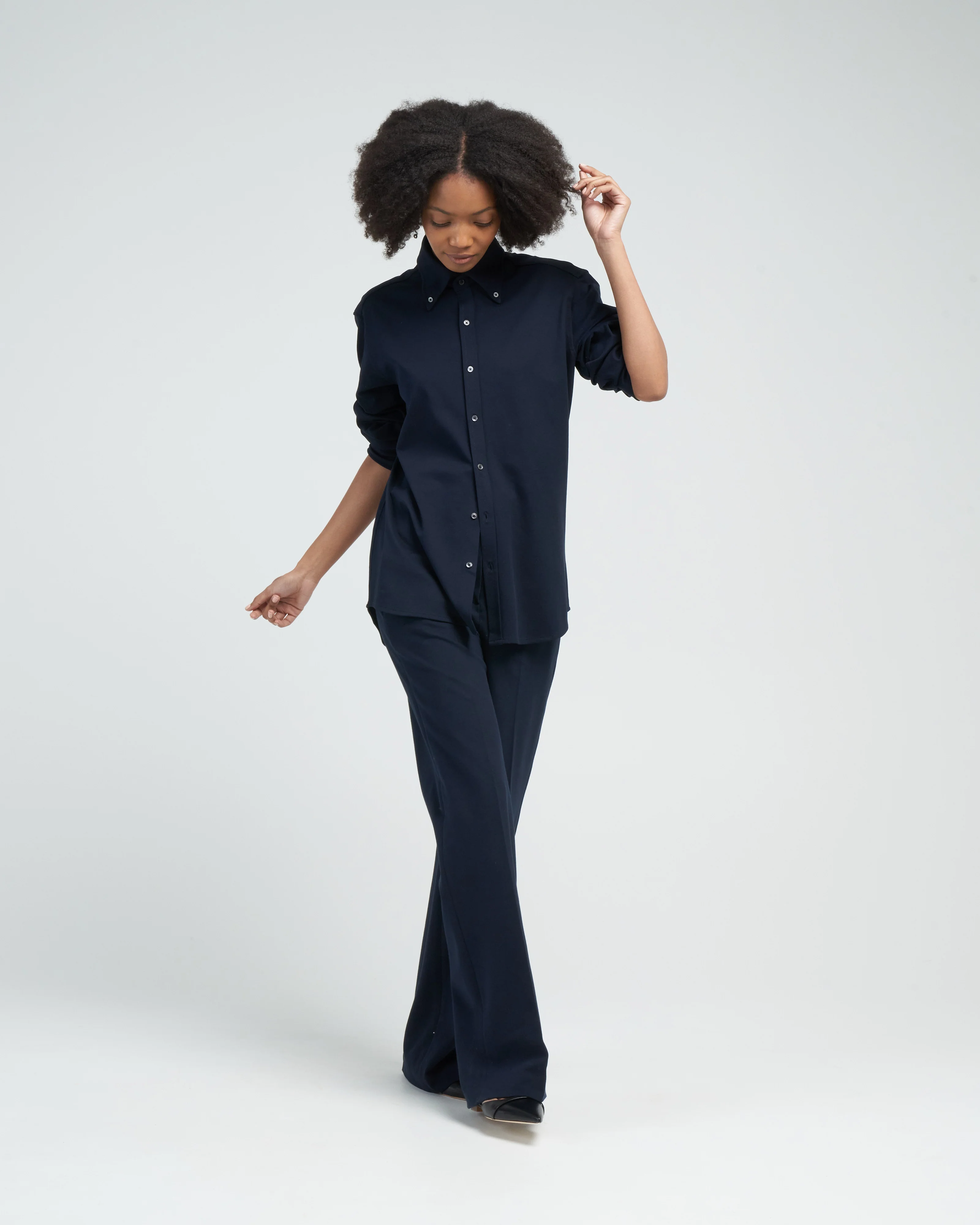 camicia piquet blouse - navy - Image 3