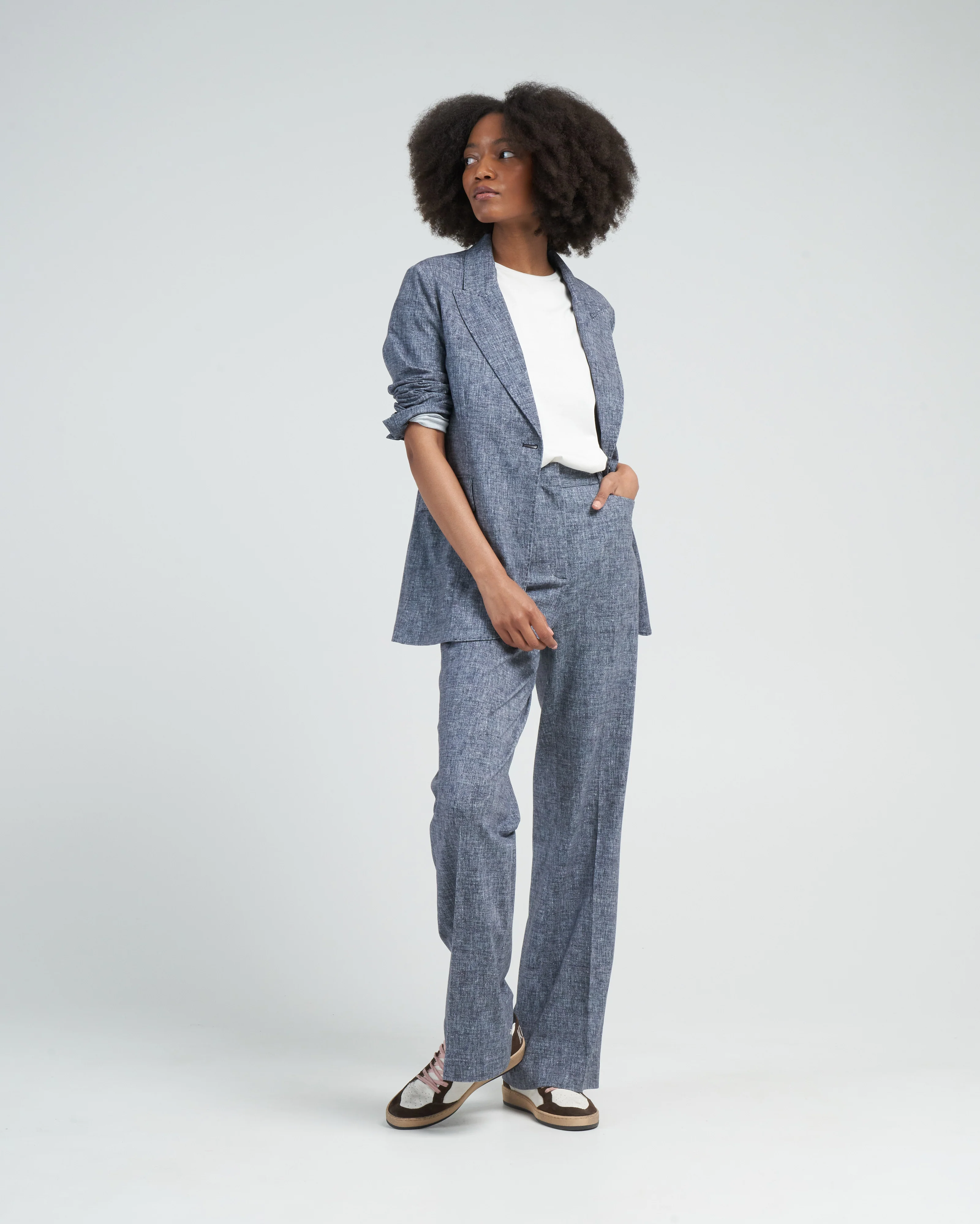 canvas flare pant - blue - Image 2