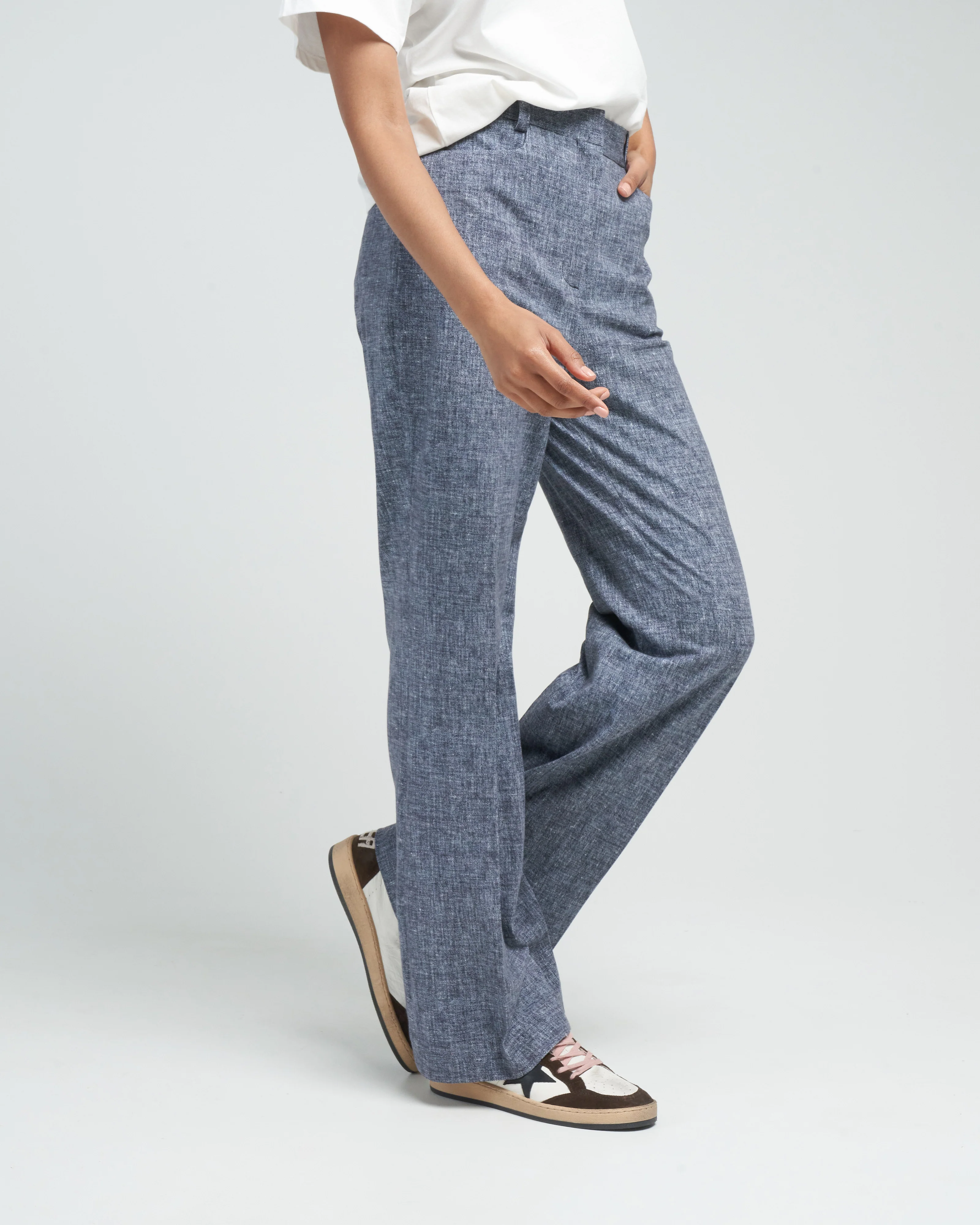 canvas flare pant - blue - Image 3