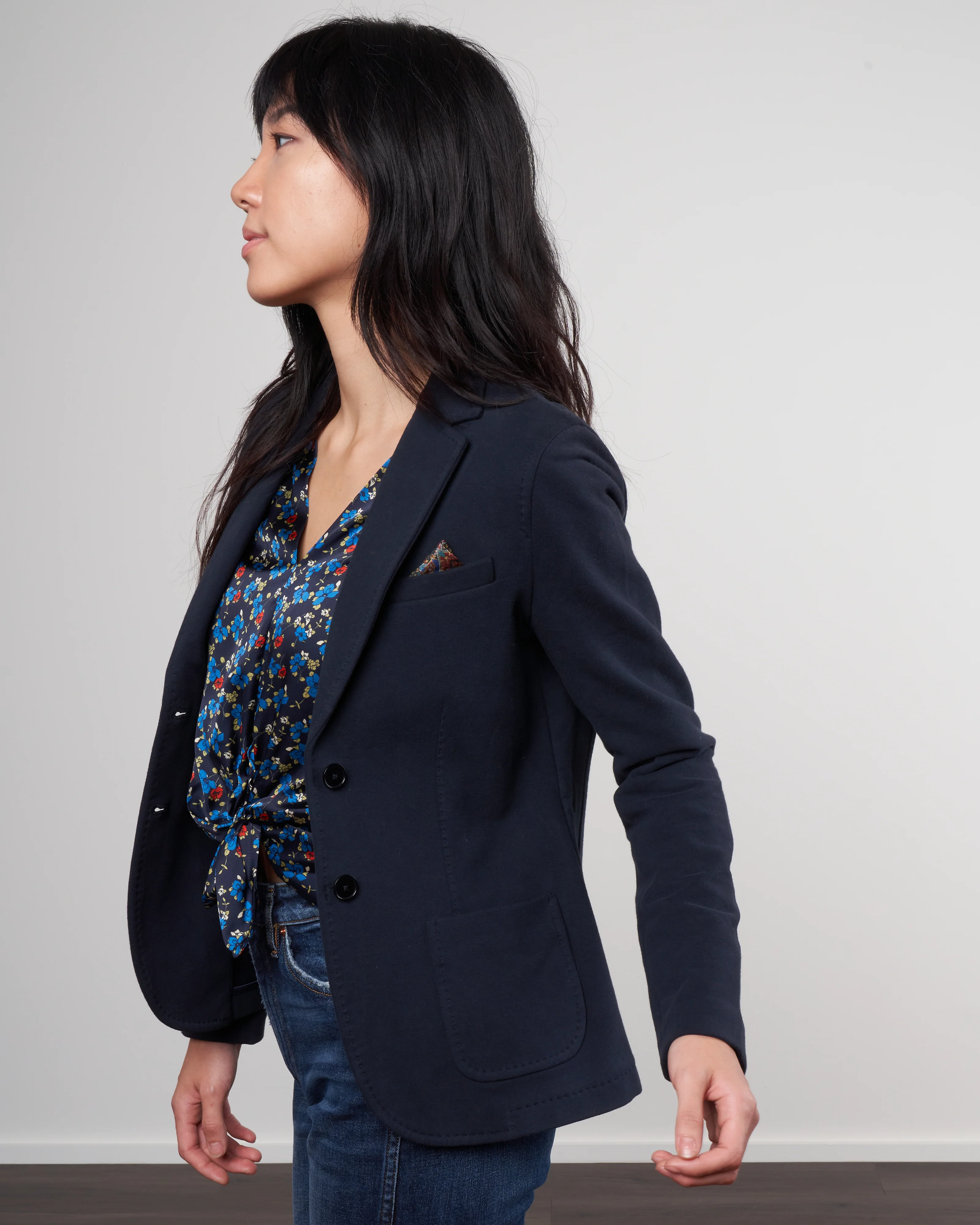 cashmere touch slim fit jacket - blue notte - Image 3