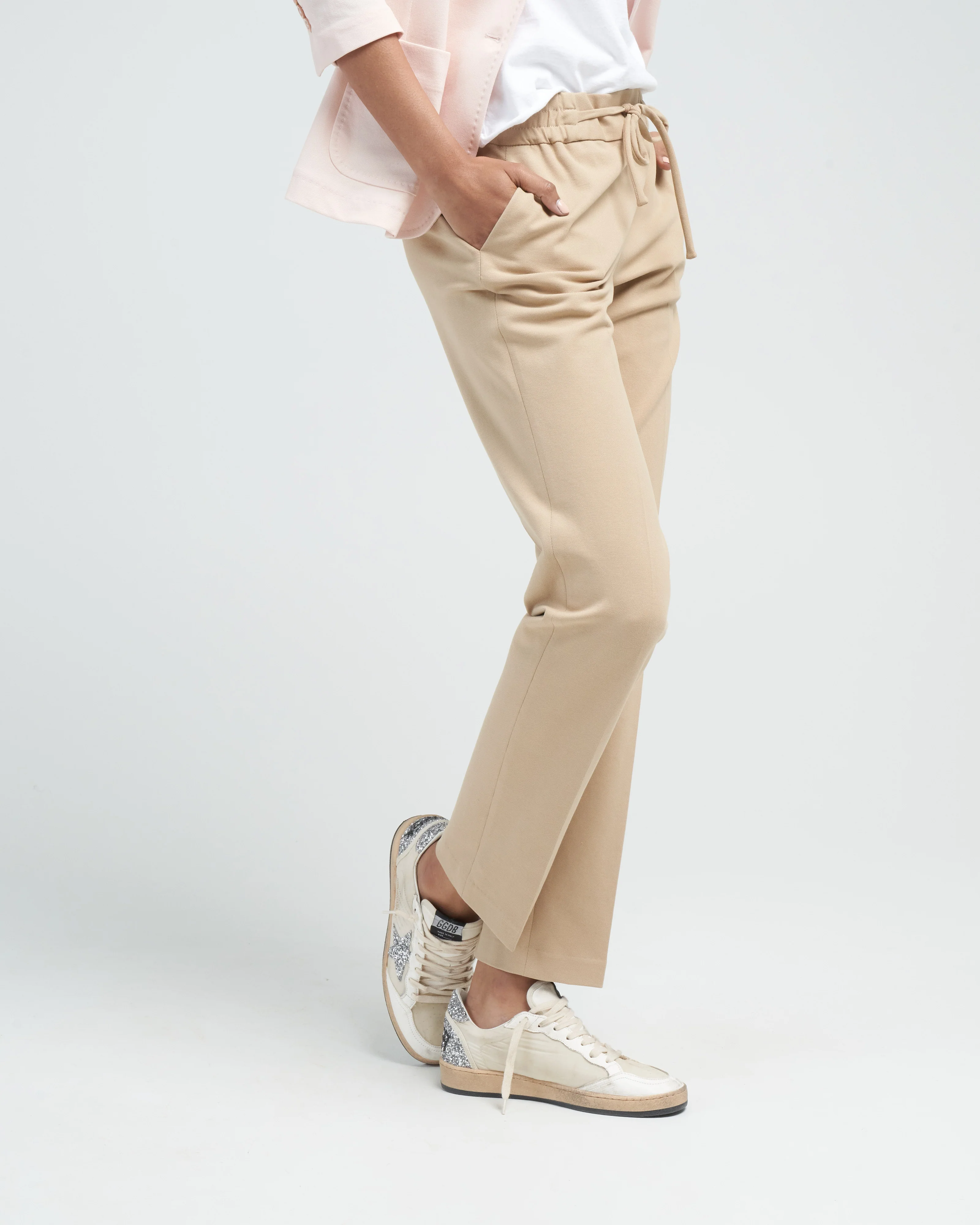 drawstring piquet pant - angora - Image 3