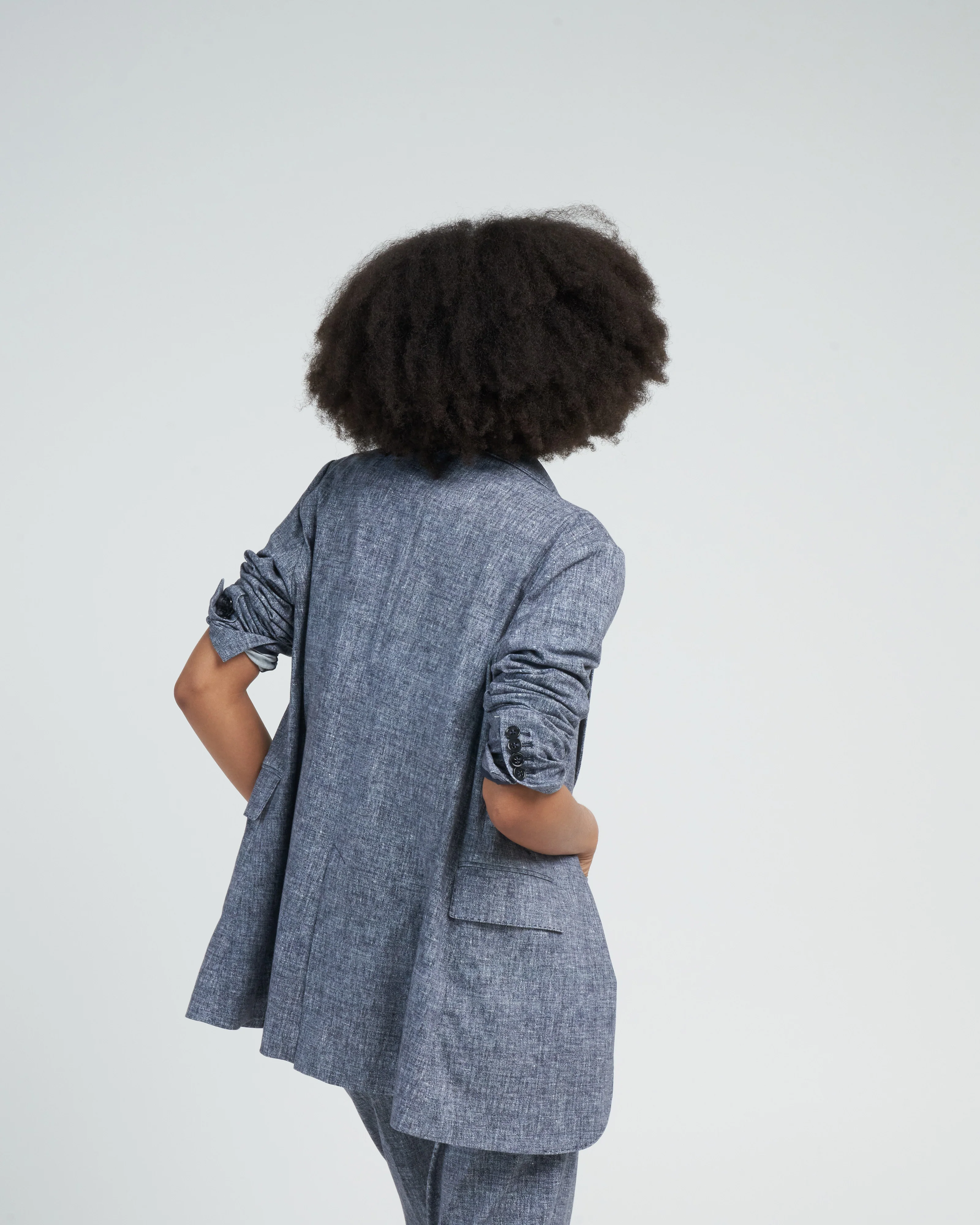 giacca canvas long jacket - blue - Image 4
