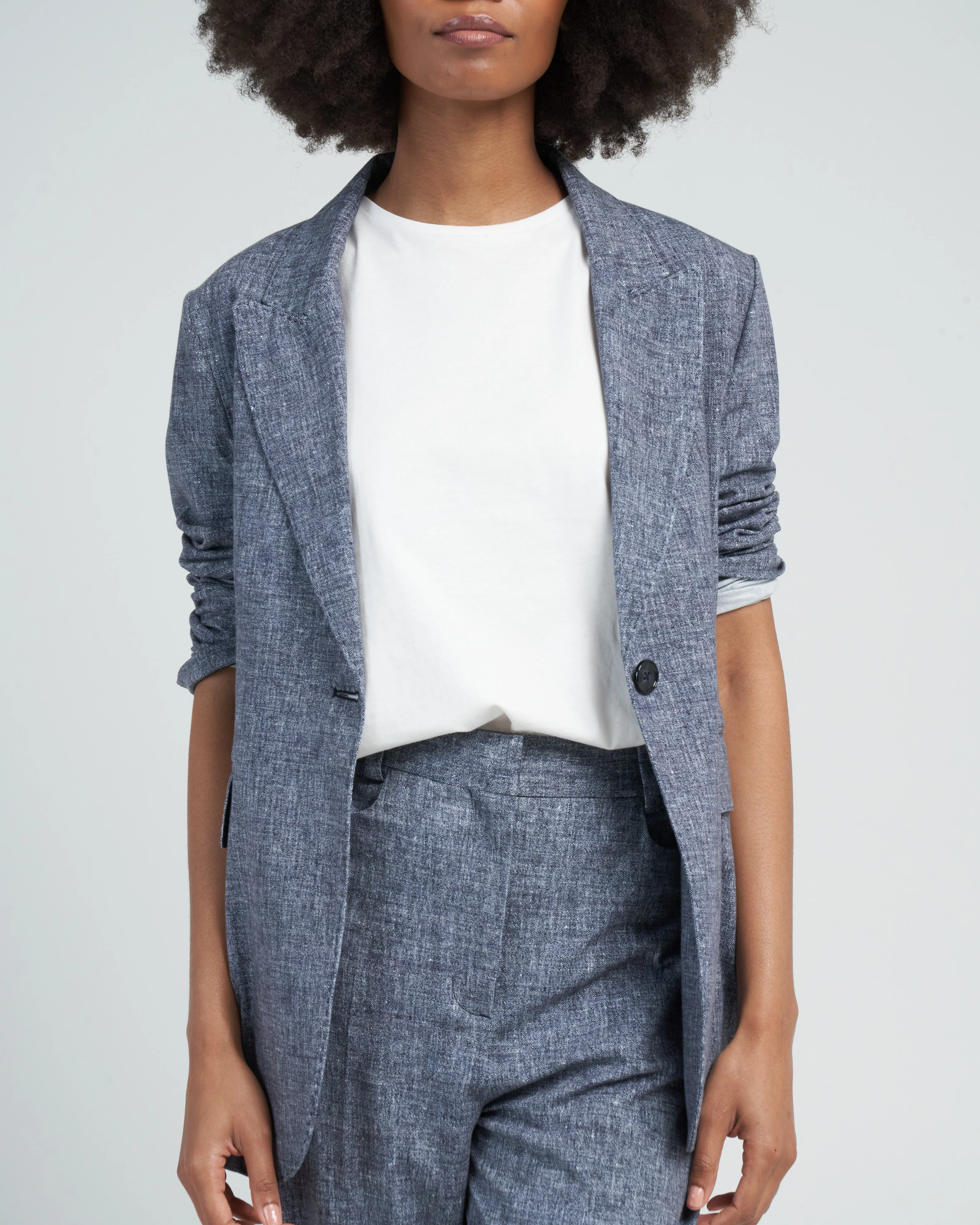 giacca canvas long jacket - blue - Image 5