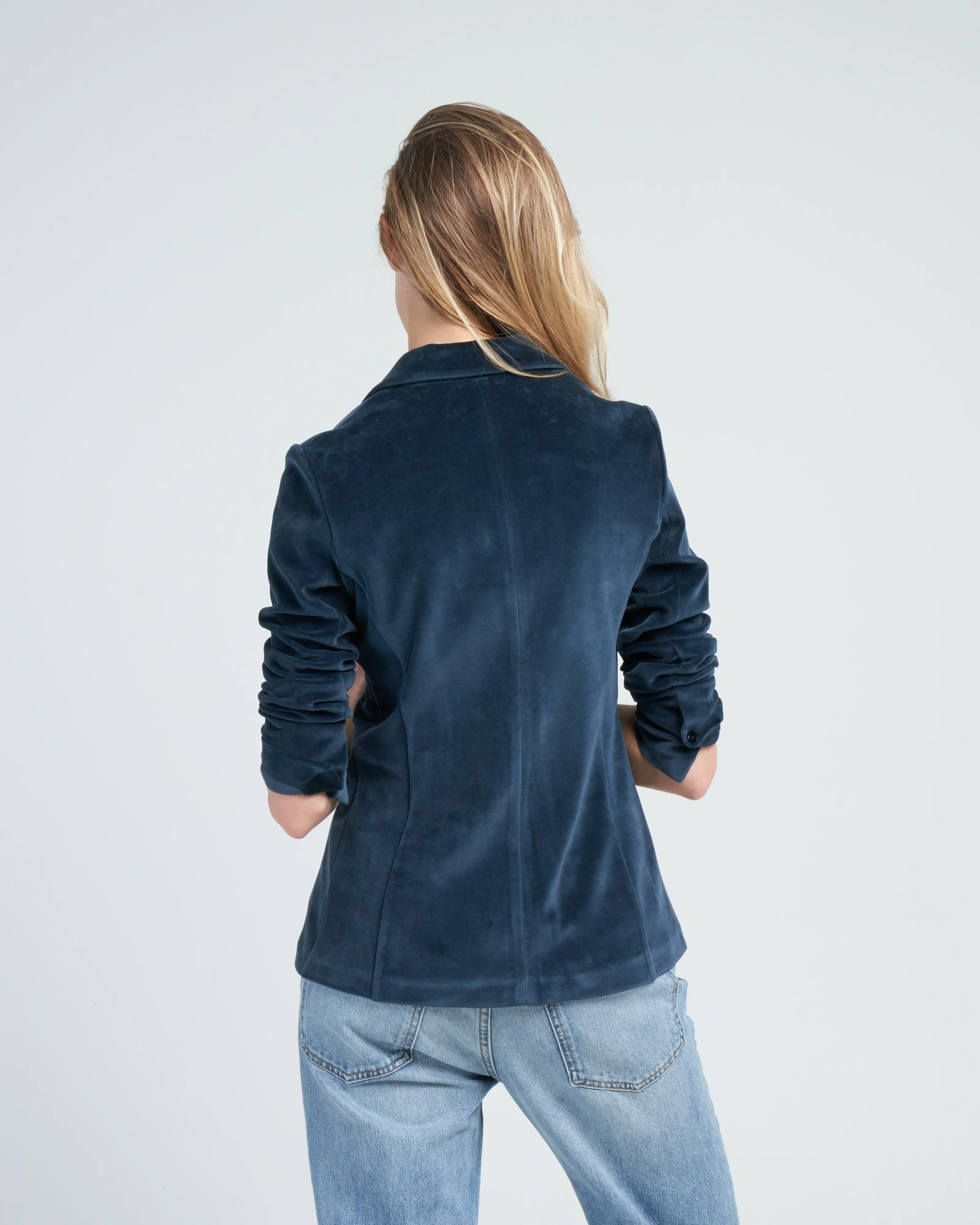 giacca slim long velour jacket - pavone - Image 4