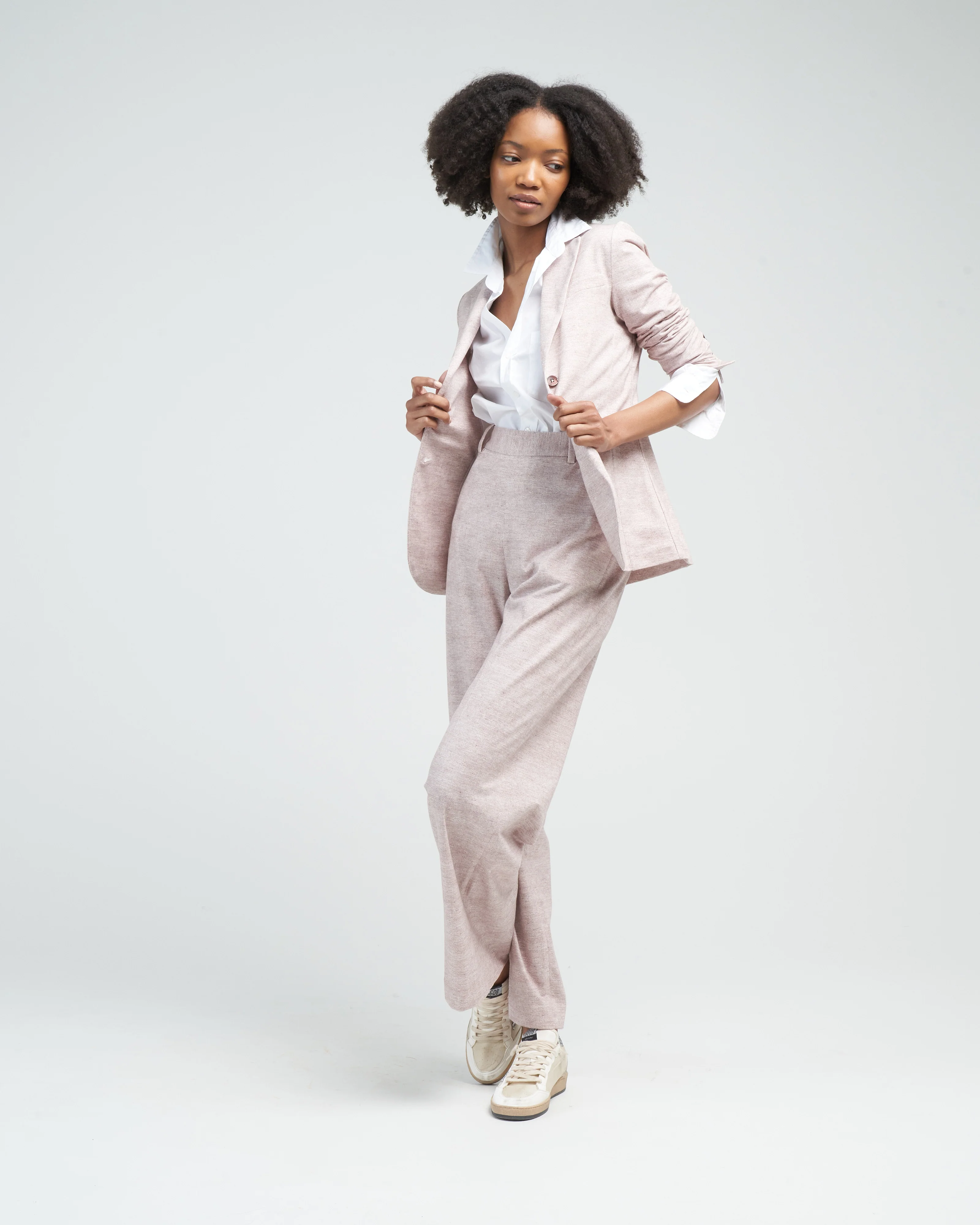 giacca weft linen long jacket - orzo - Image 2