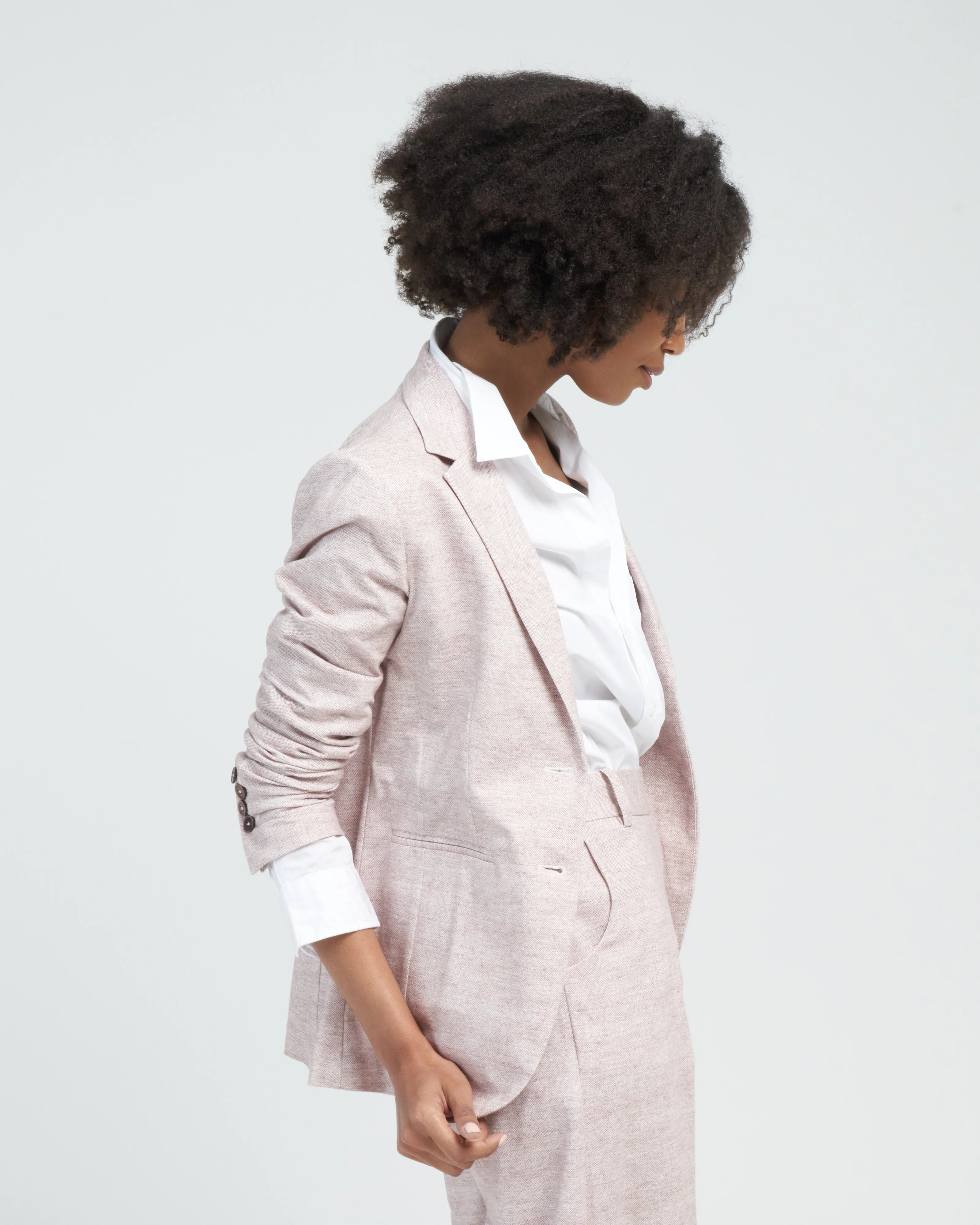 giacca weft linen long jacket - orzo - Image 3