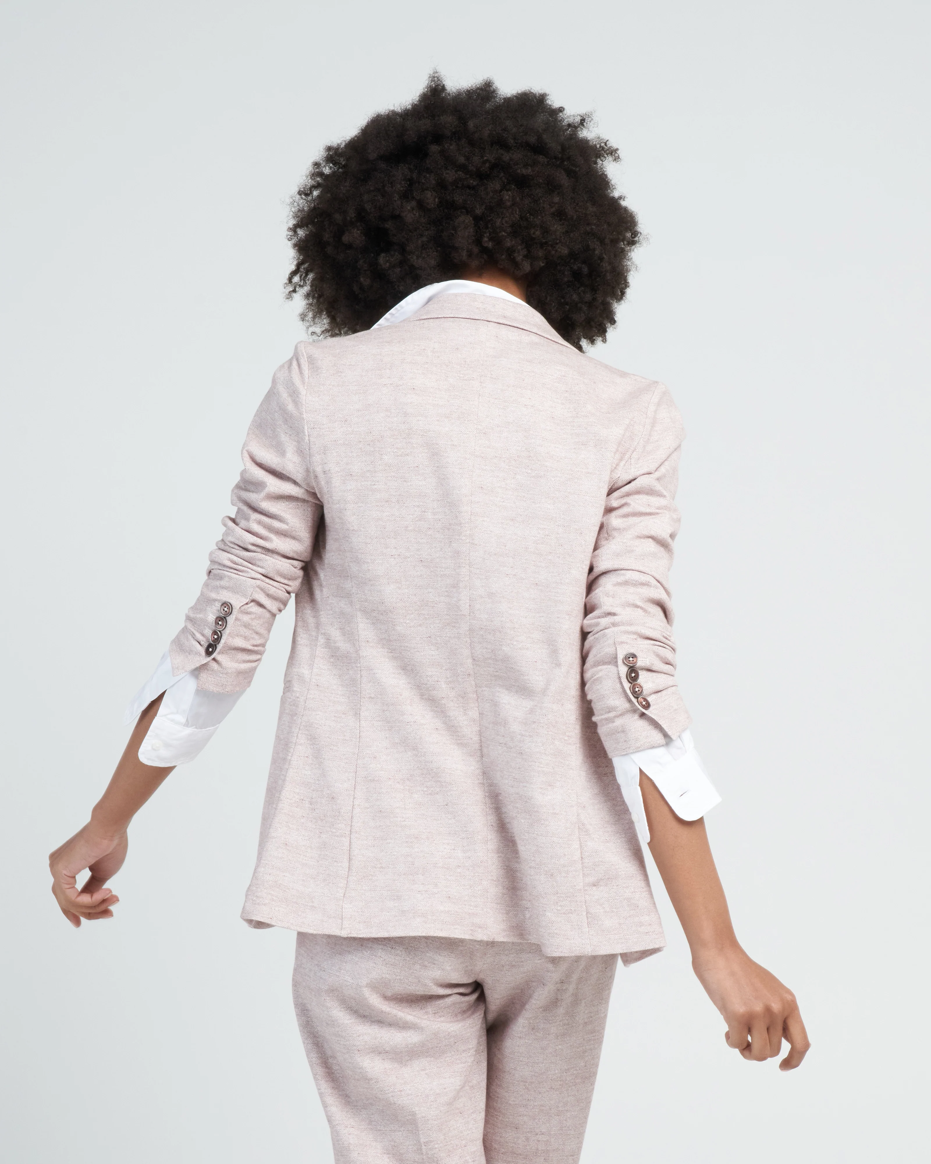 giacca weft linen long jacket - orzo - Image 4