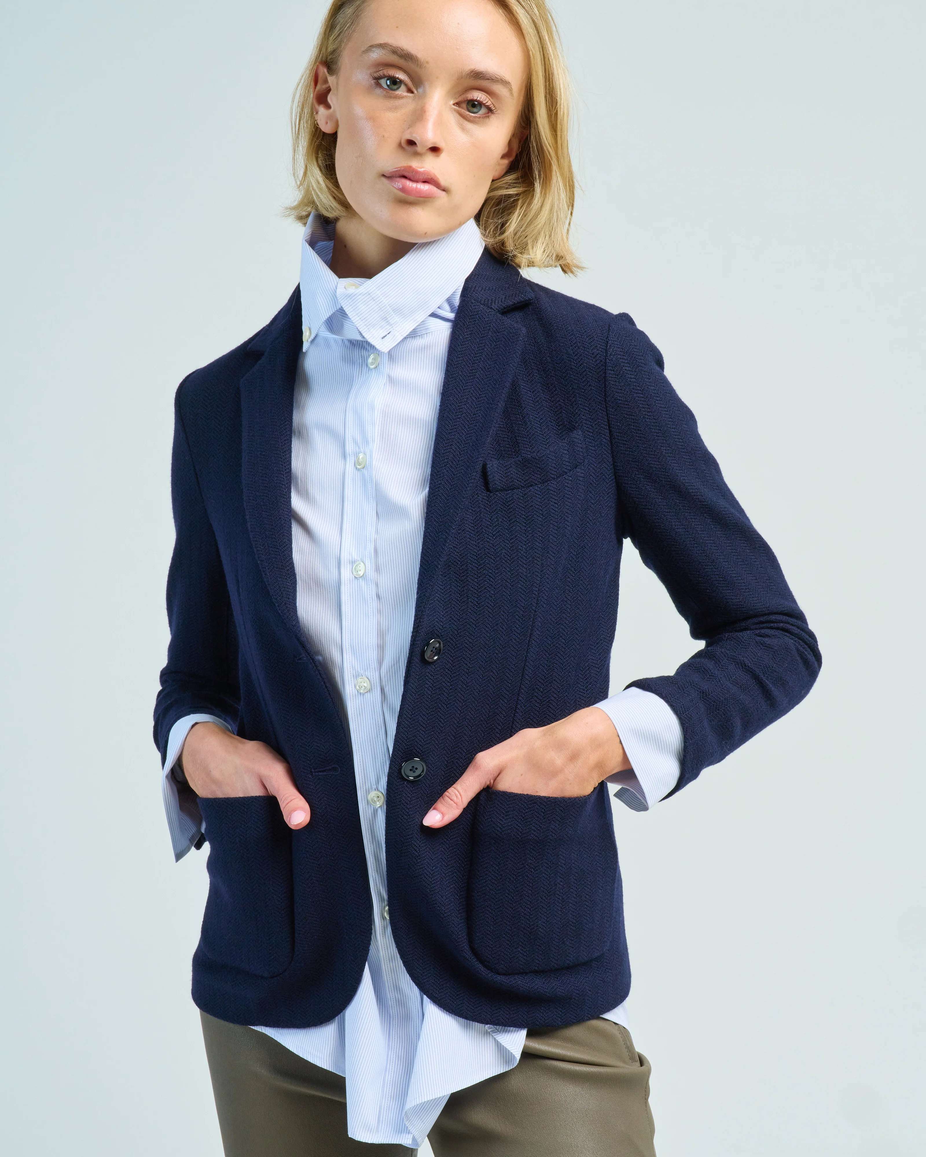 herringbone short patch pocket blazer - Image 5