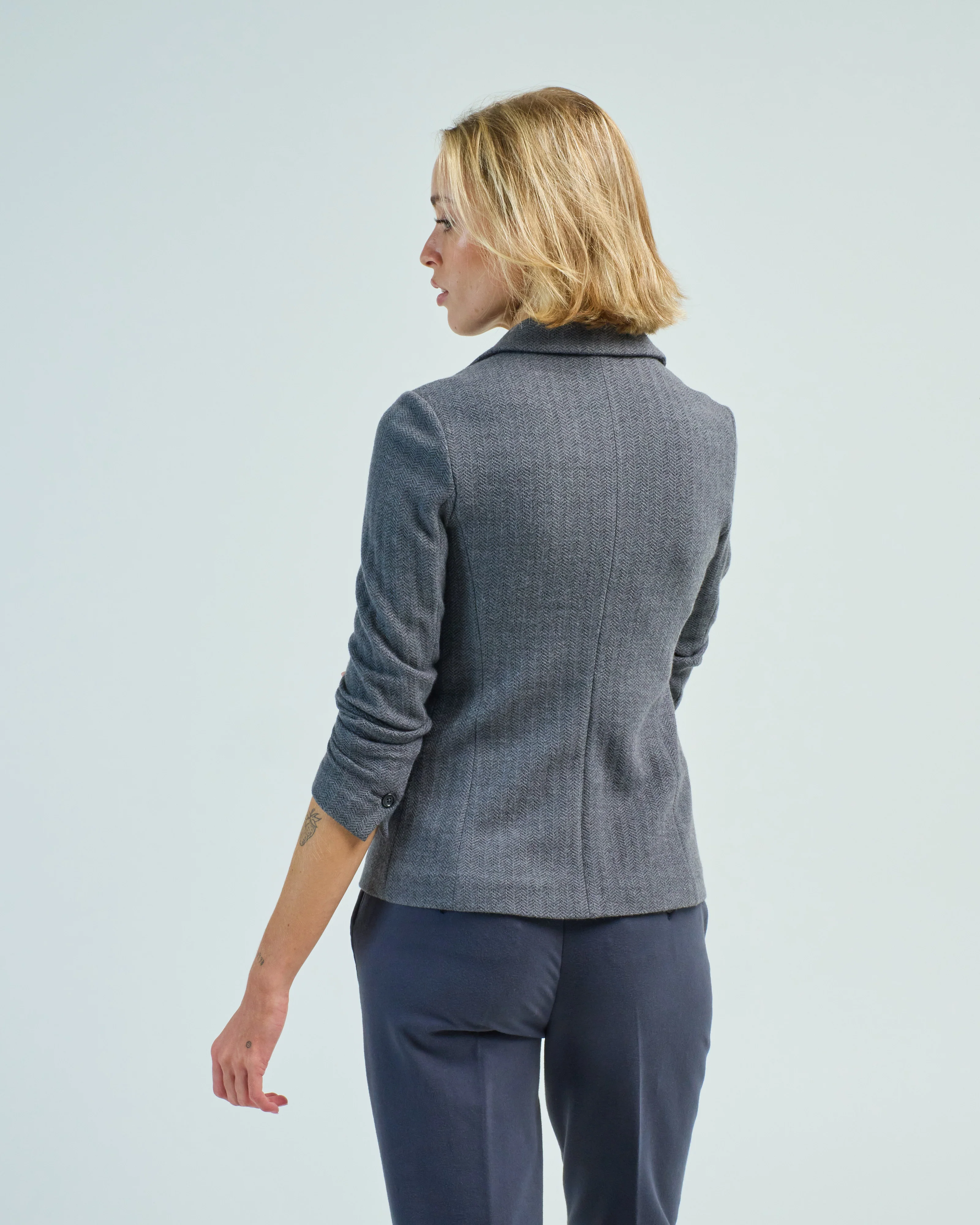 herringbone short patch pocket blazer - Image 4