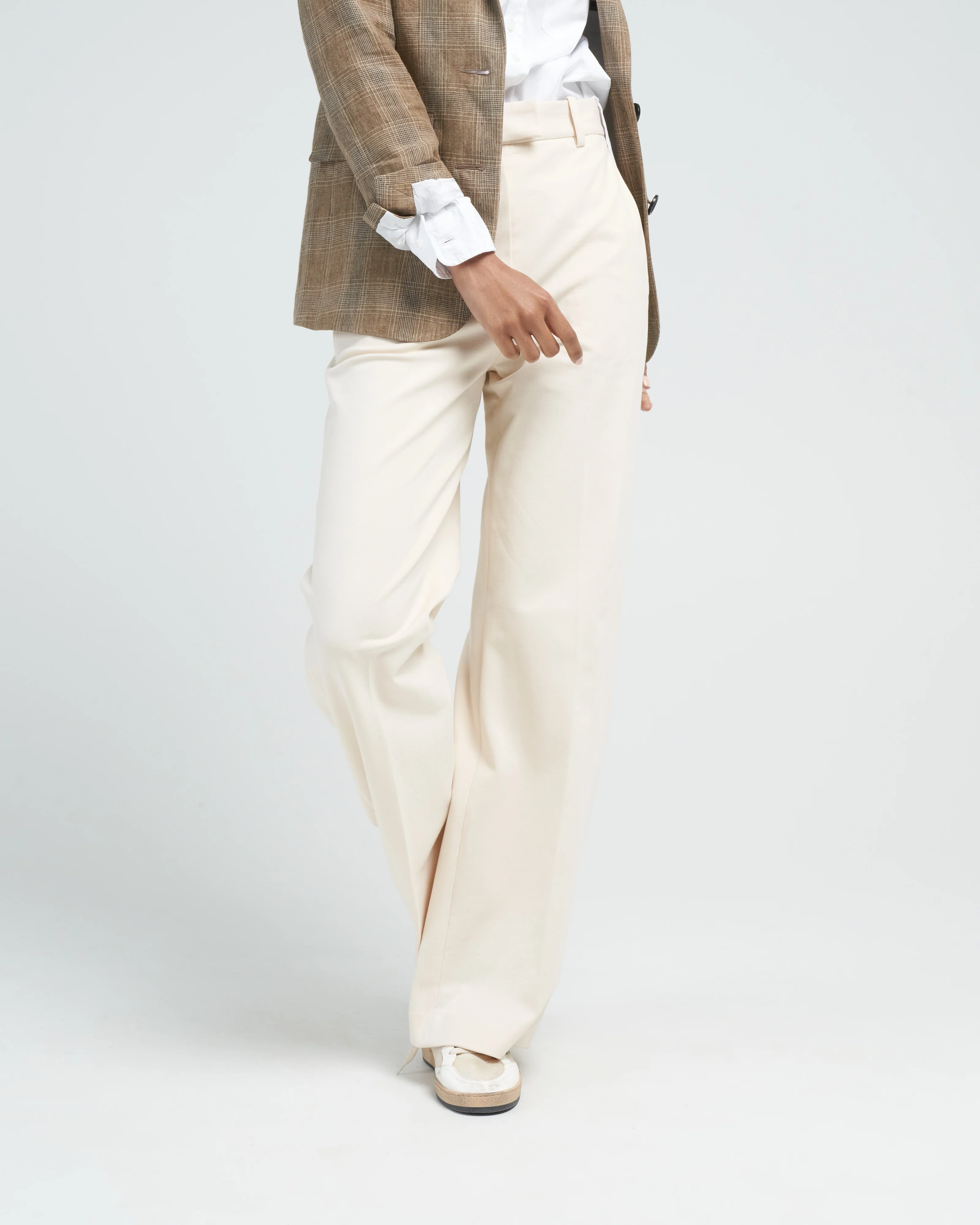 high waist pant lungo piquet - sugar