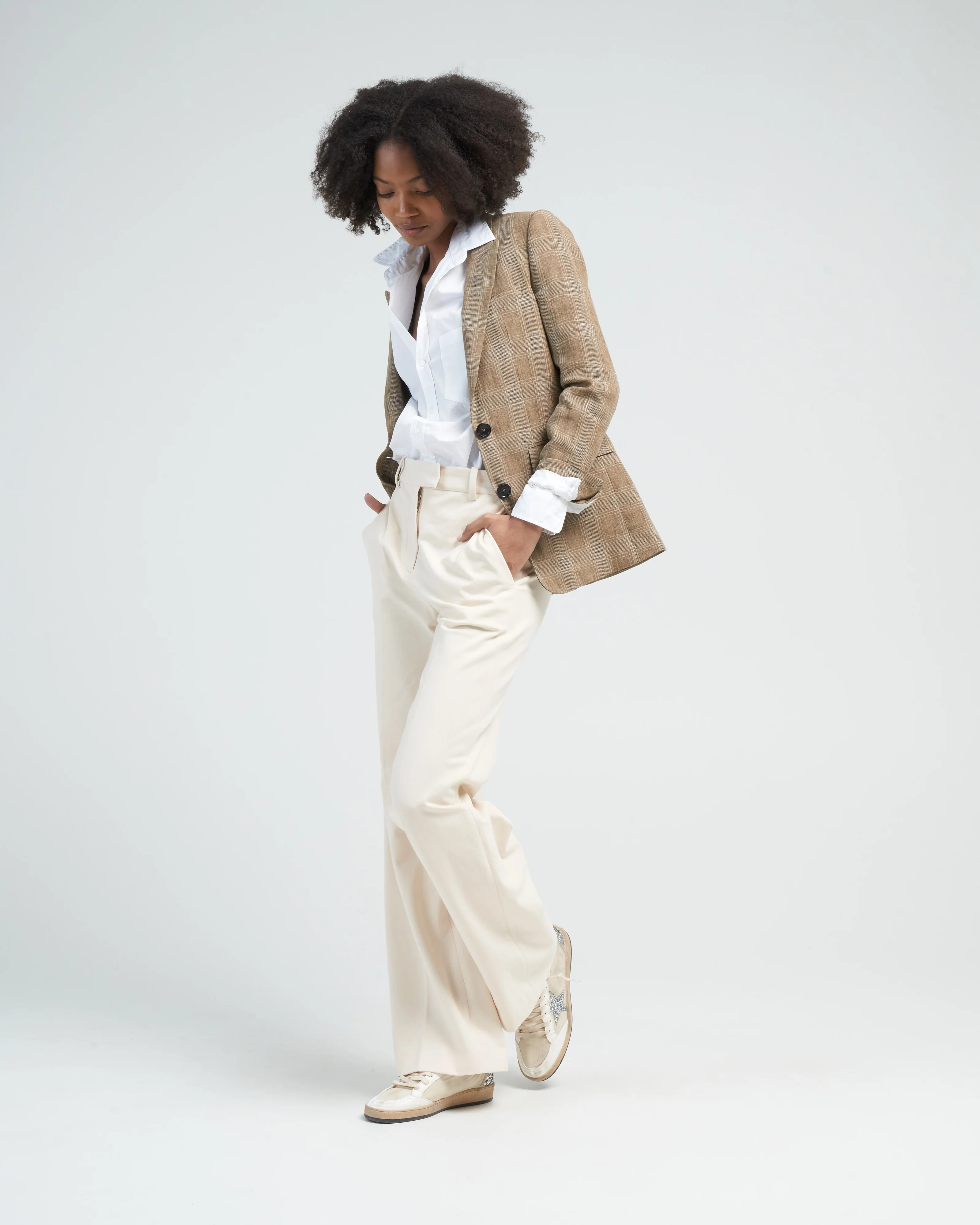 high waist pant lungo piquet - sugar - Image 2