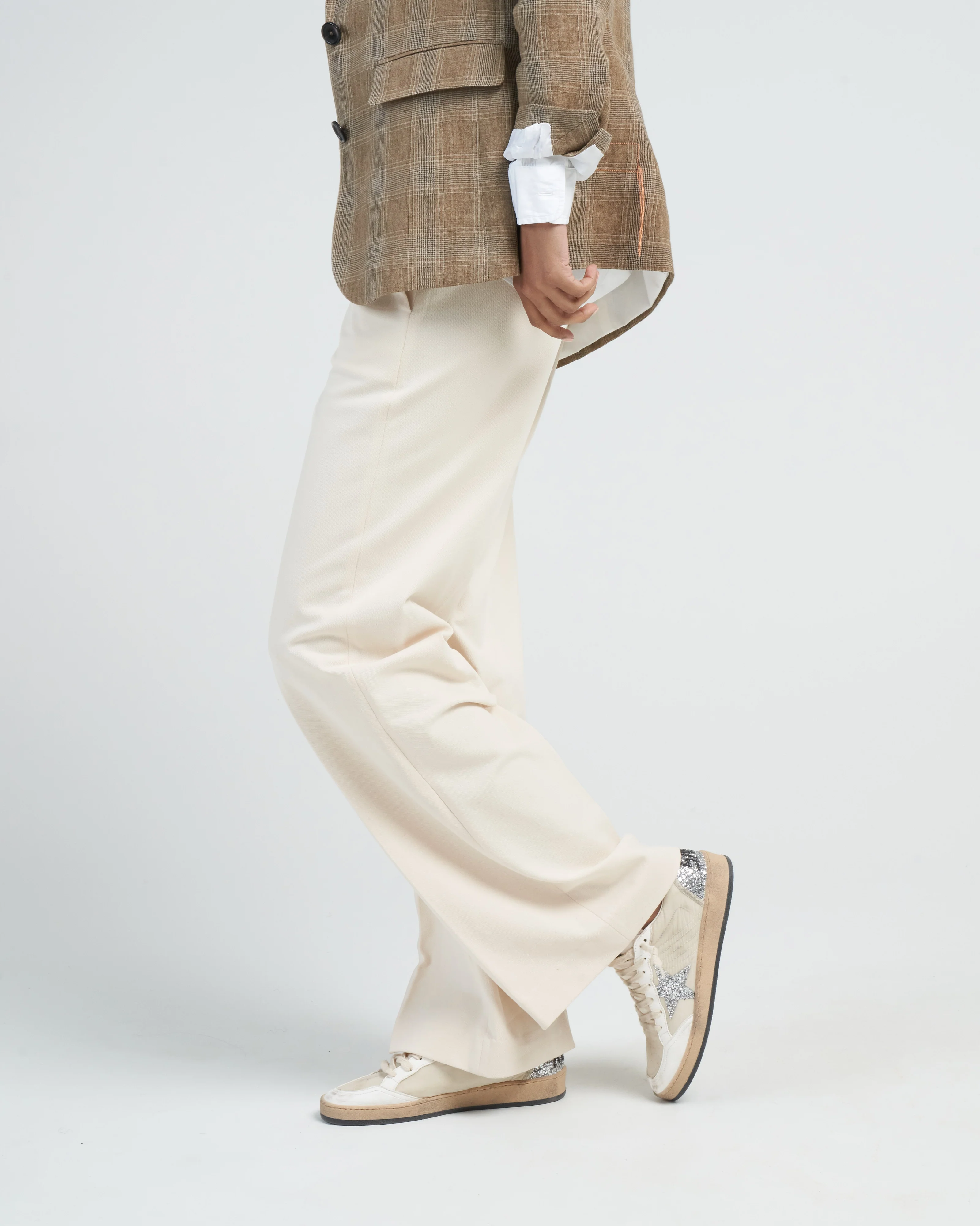 high waist pant lungo piquet - sugar - Image 3