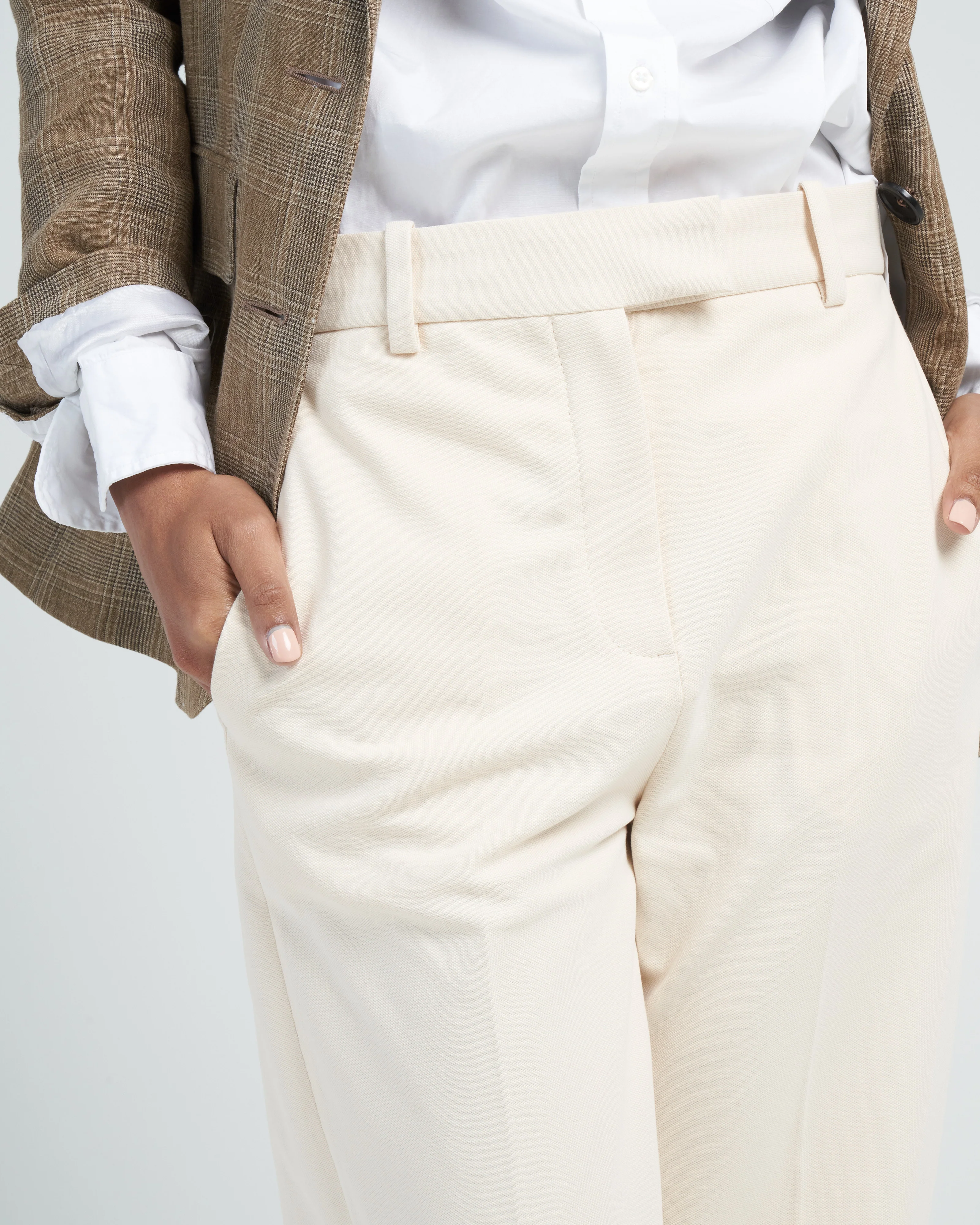 high waist pant lungo piquet - sugar - Image 5