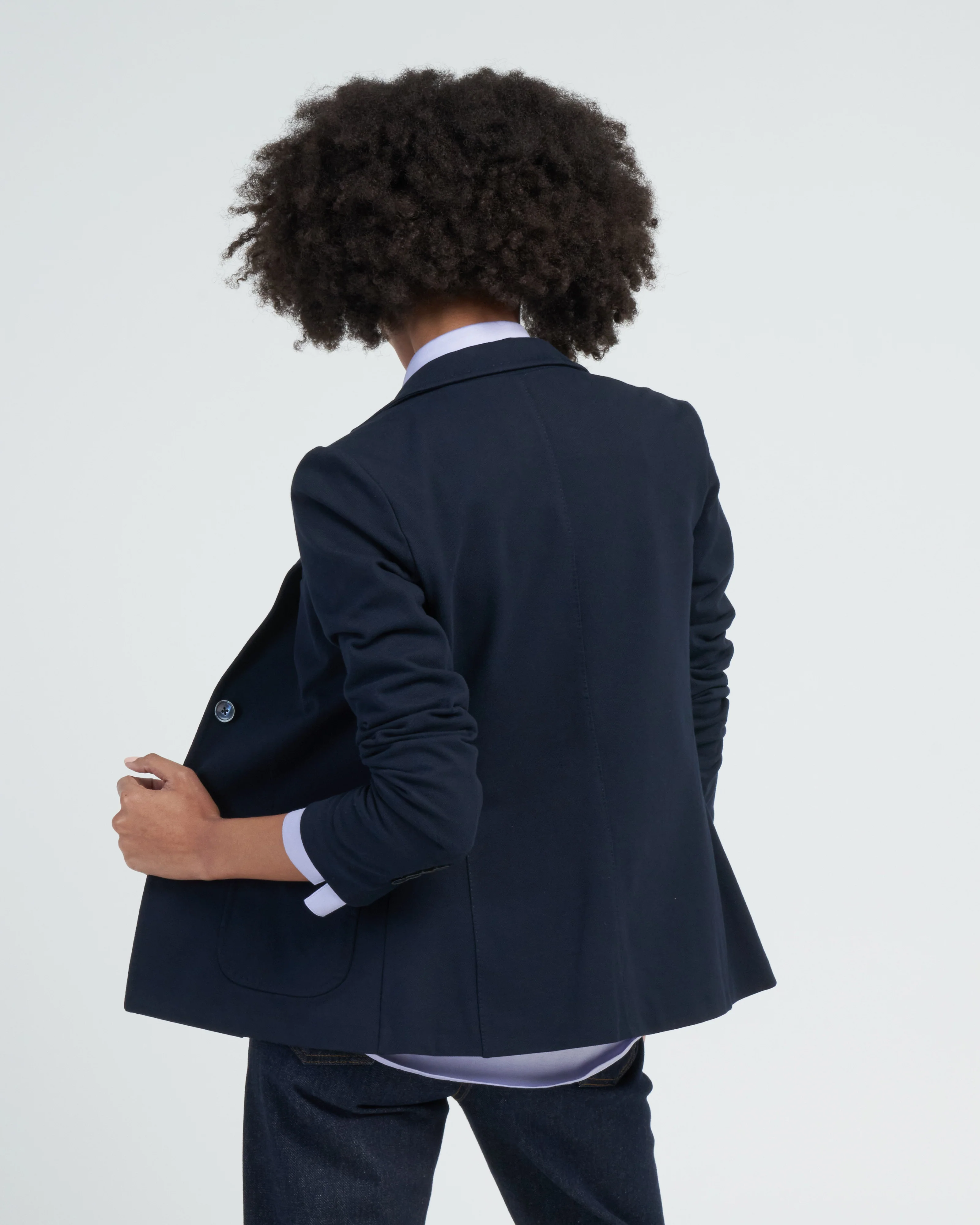 linear slim short jacket piquet - navy - Image 4