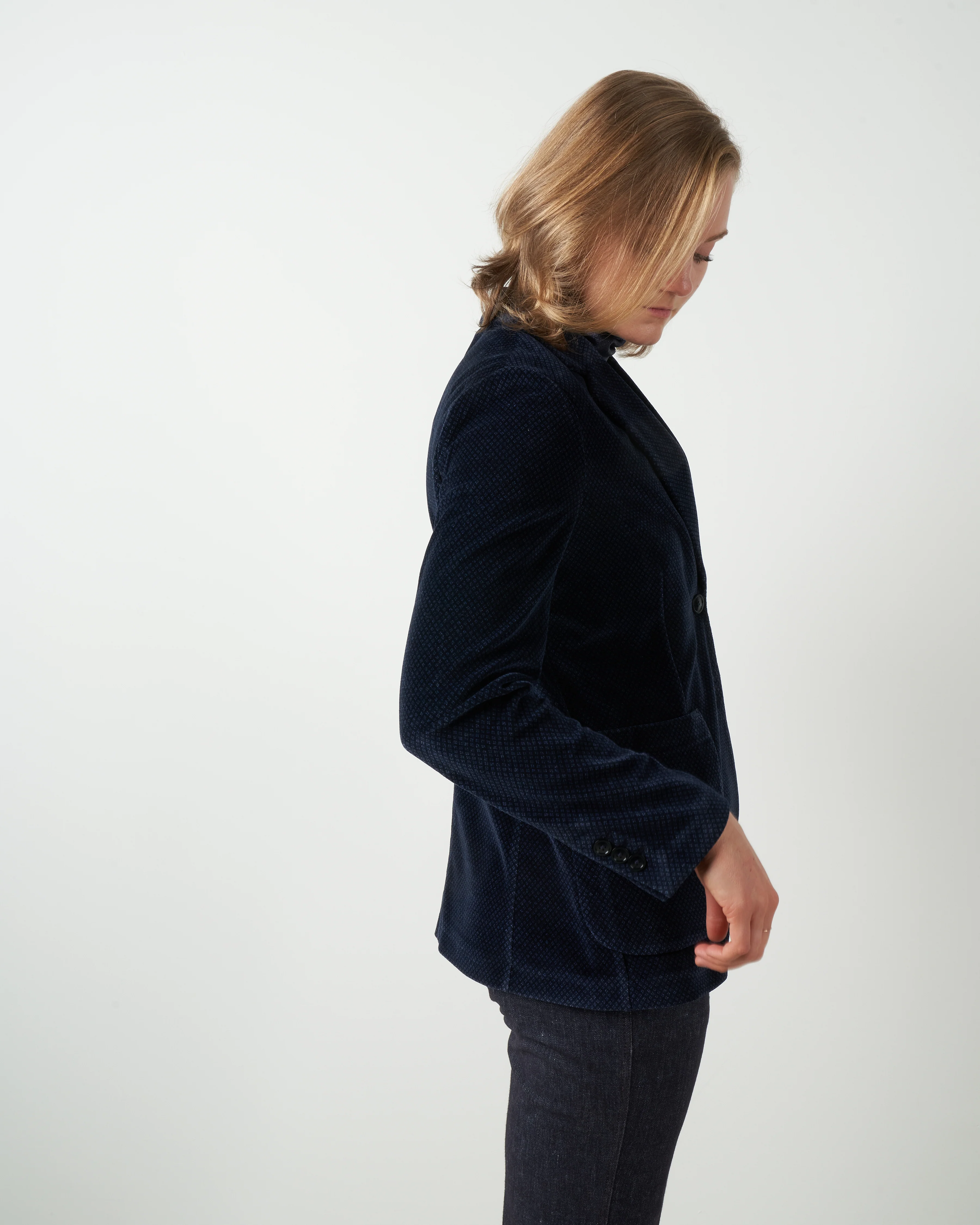 long velvet jacket - blue notte - Image 2