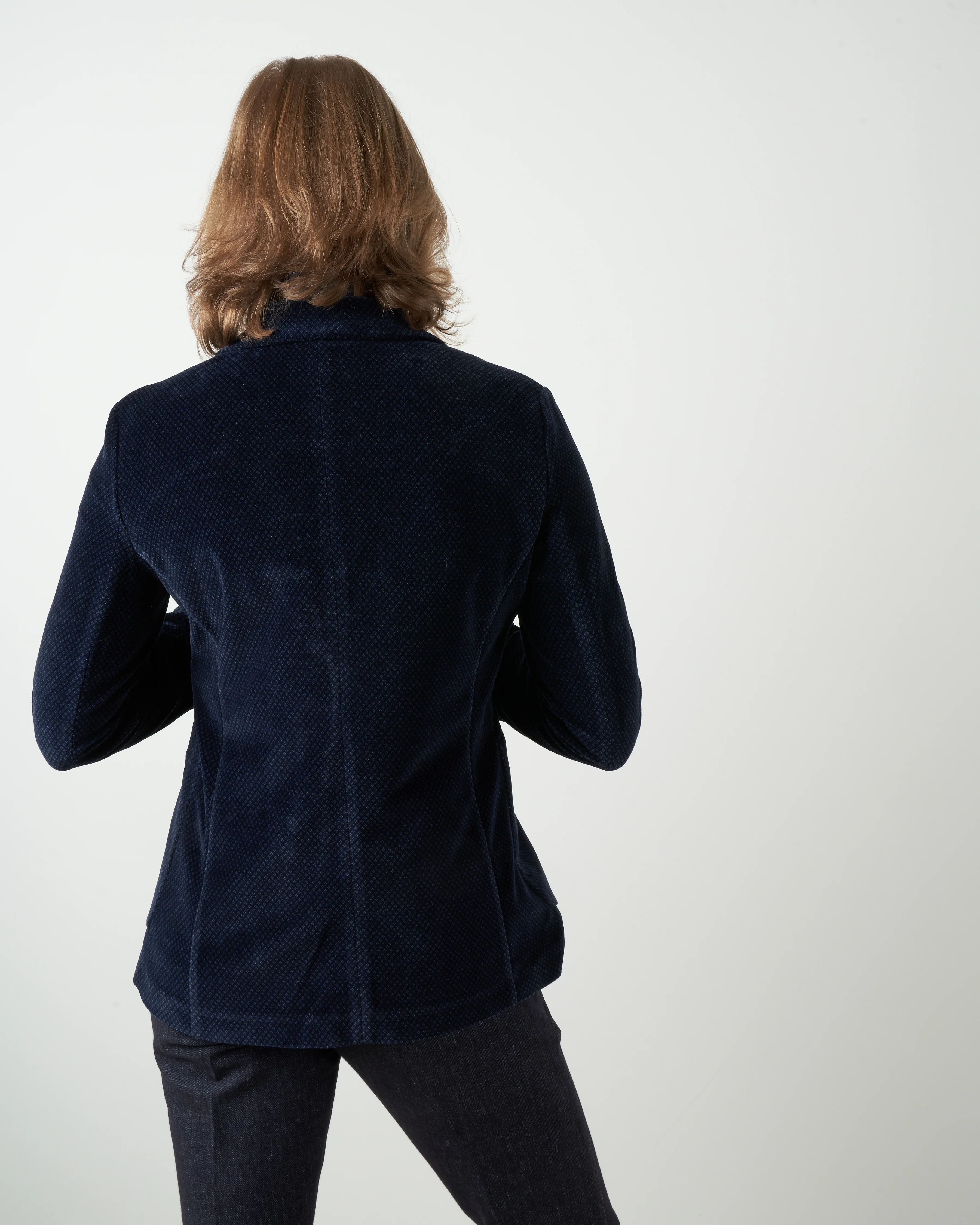 long velvet jacket - blue notte - Image 3