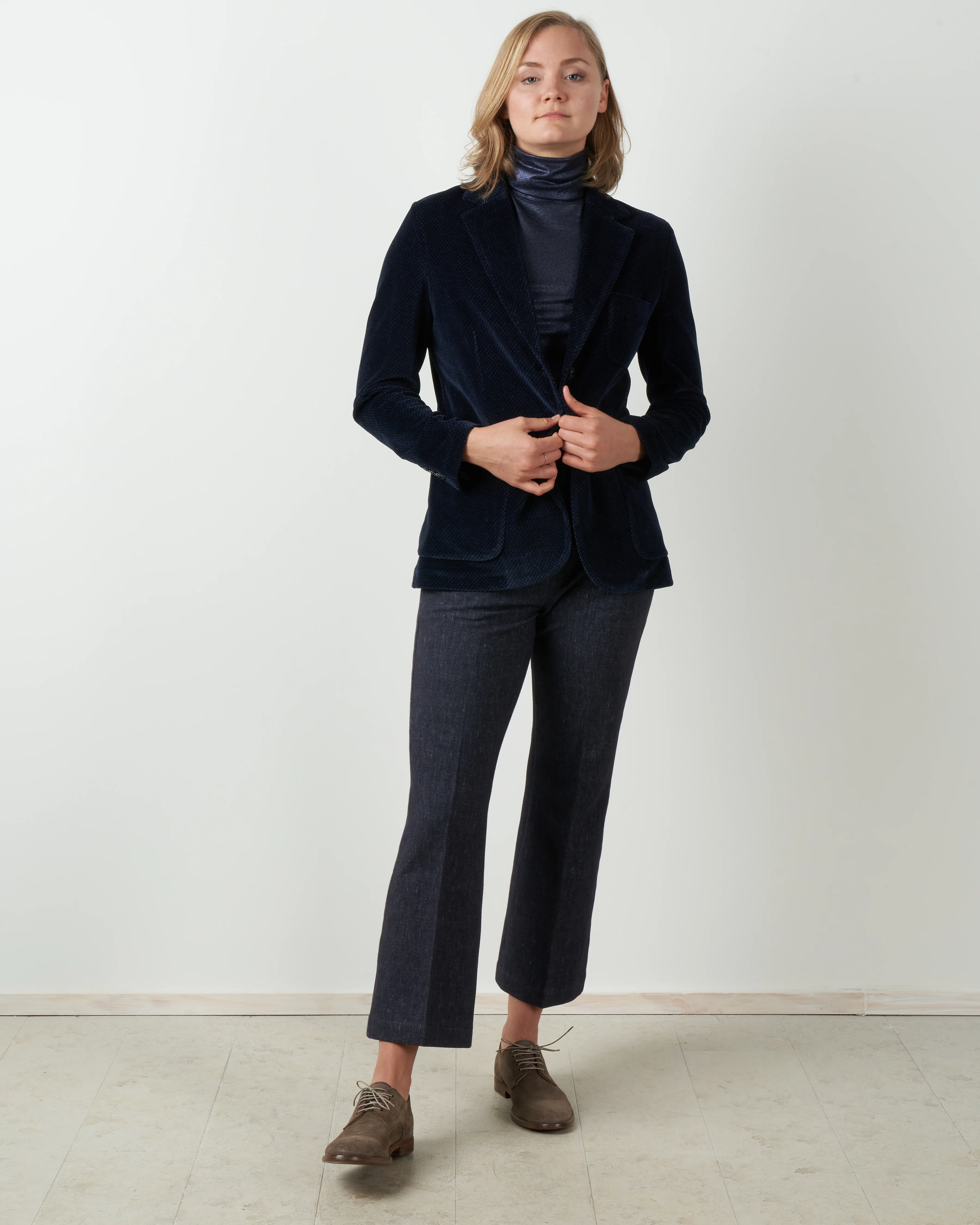 long velvet jacket - blue notte - Image 4