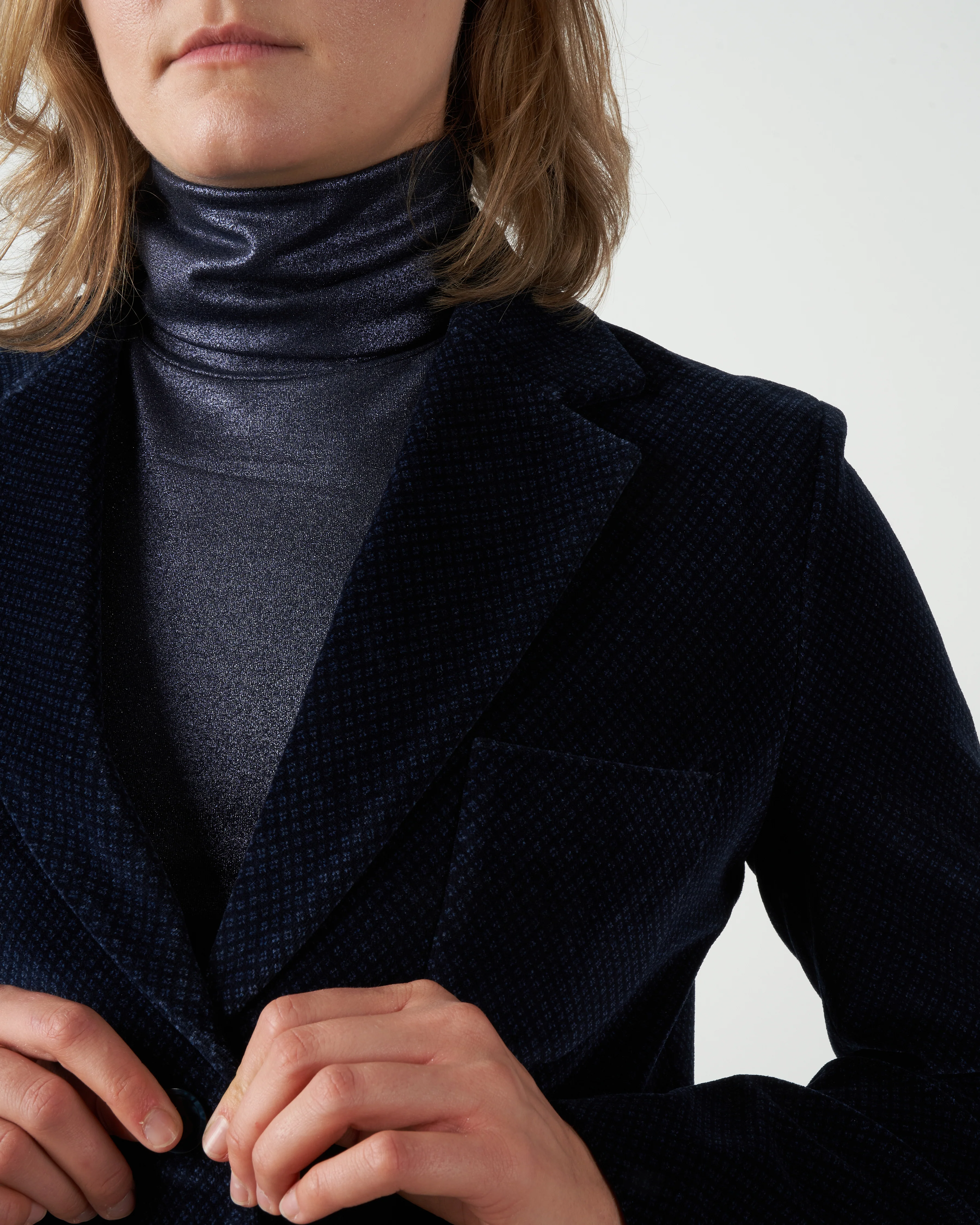 long velvet jacket - blue notte - Image 5